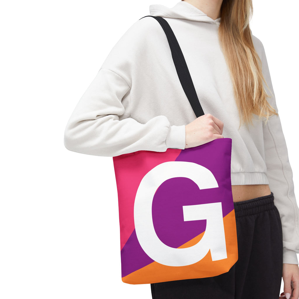Monogram 'G' Colorblock Tote Bag — Personalized Initial G Shoulder Tote