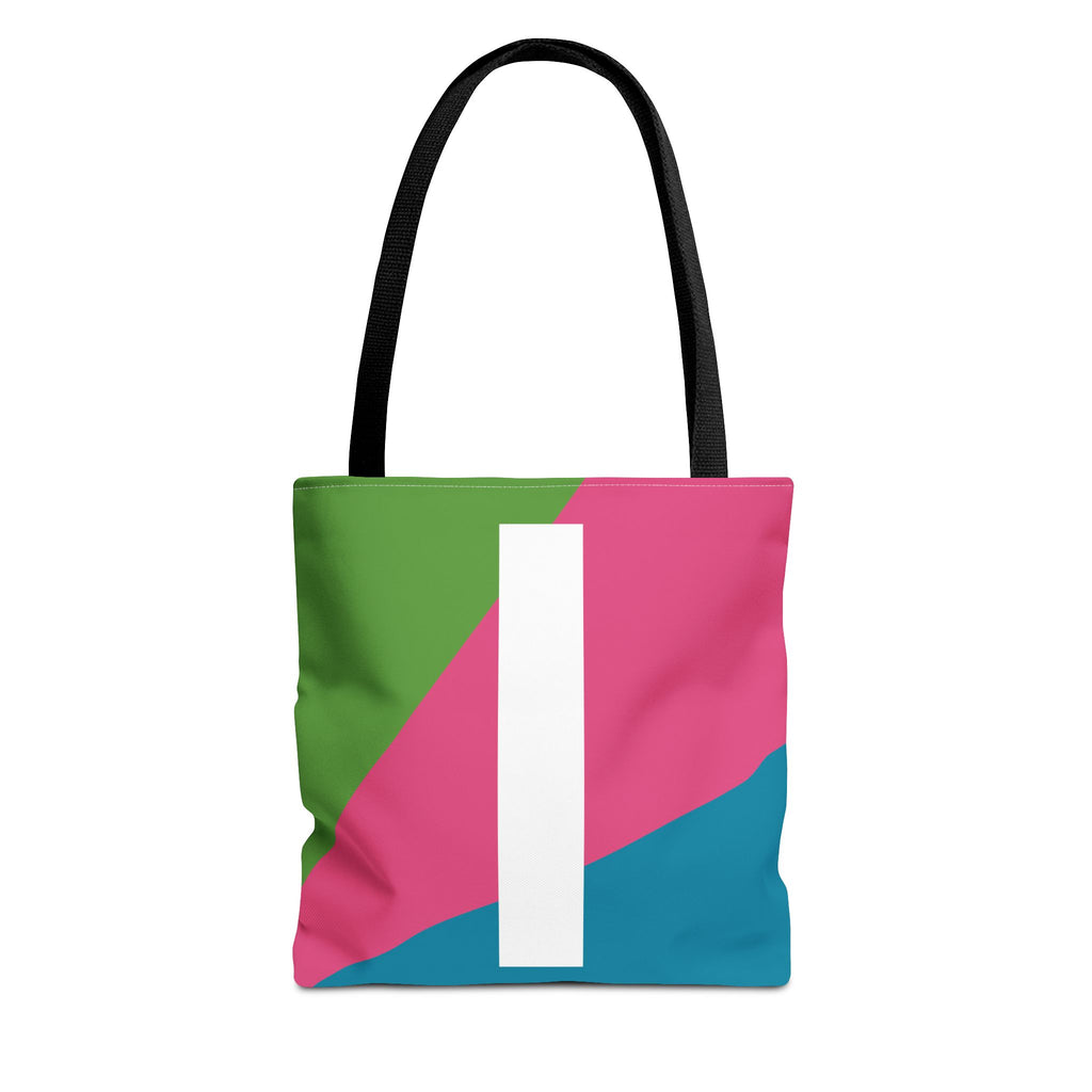 Monogram 'I' Colorblock Tote Bag — Personalized Initial I Shoulder Tote