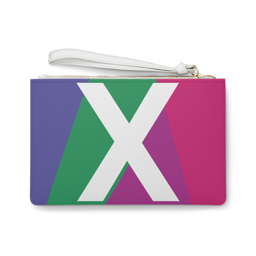 Monogram 'X' Colorblock Clutch Bag — Bold Geometric Wristlet for Everyday & Gifts