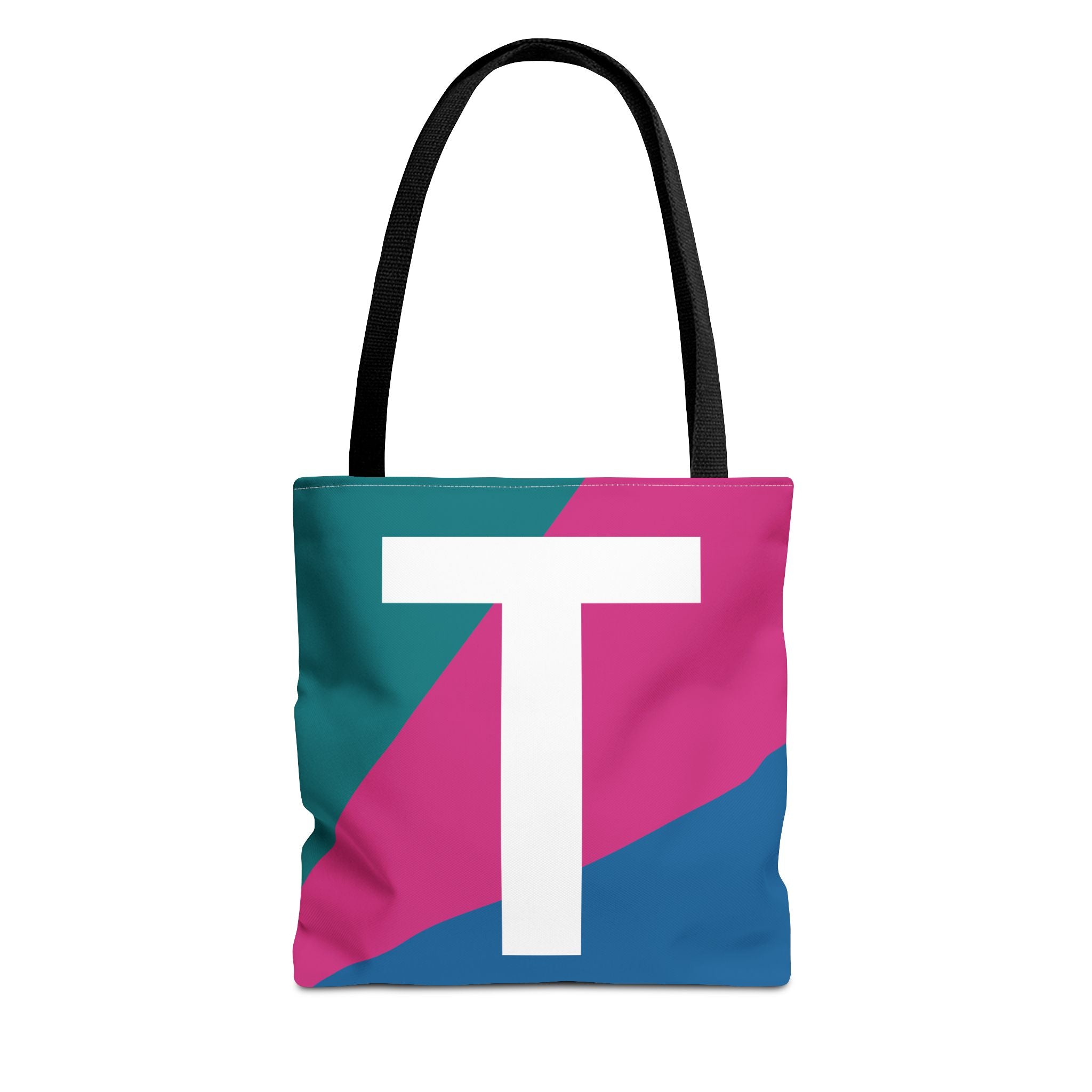 Monogram 'T' Colorblock Tote Bag — Personalized Initial T Shoulder Tote