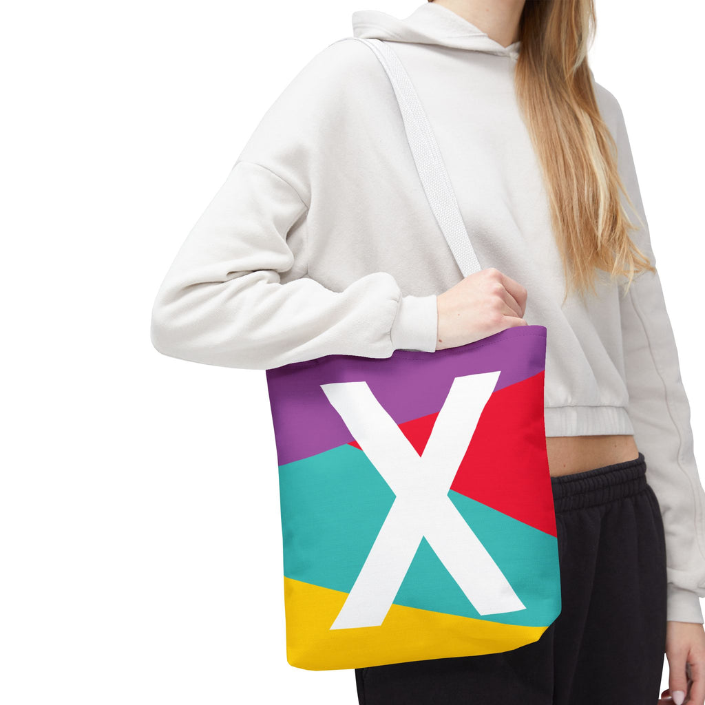 Monogram 'X' Colorblock Tote Bag — Personalized Initial X Shoulder Tote