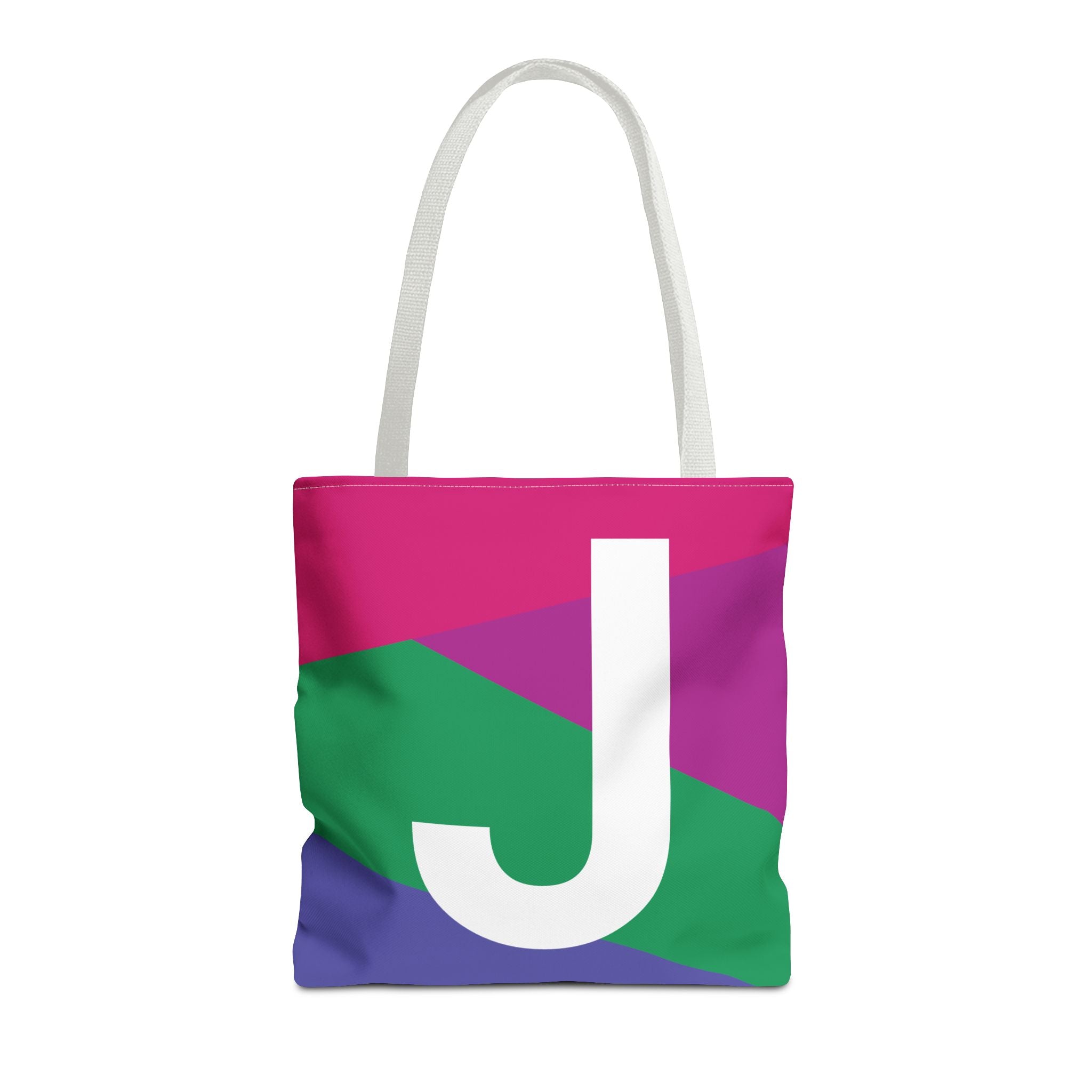Monogram 'J' Colorblock Tote Bag — Personalized Initial J Shoulder Tote