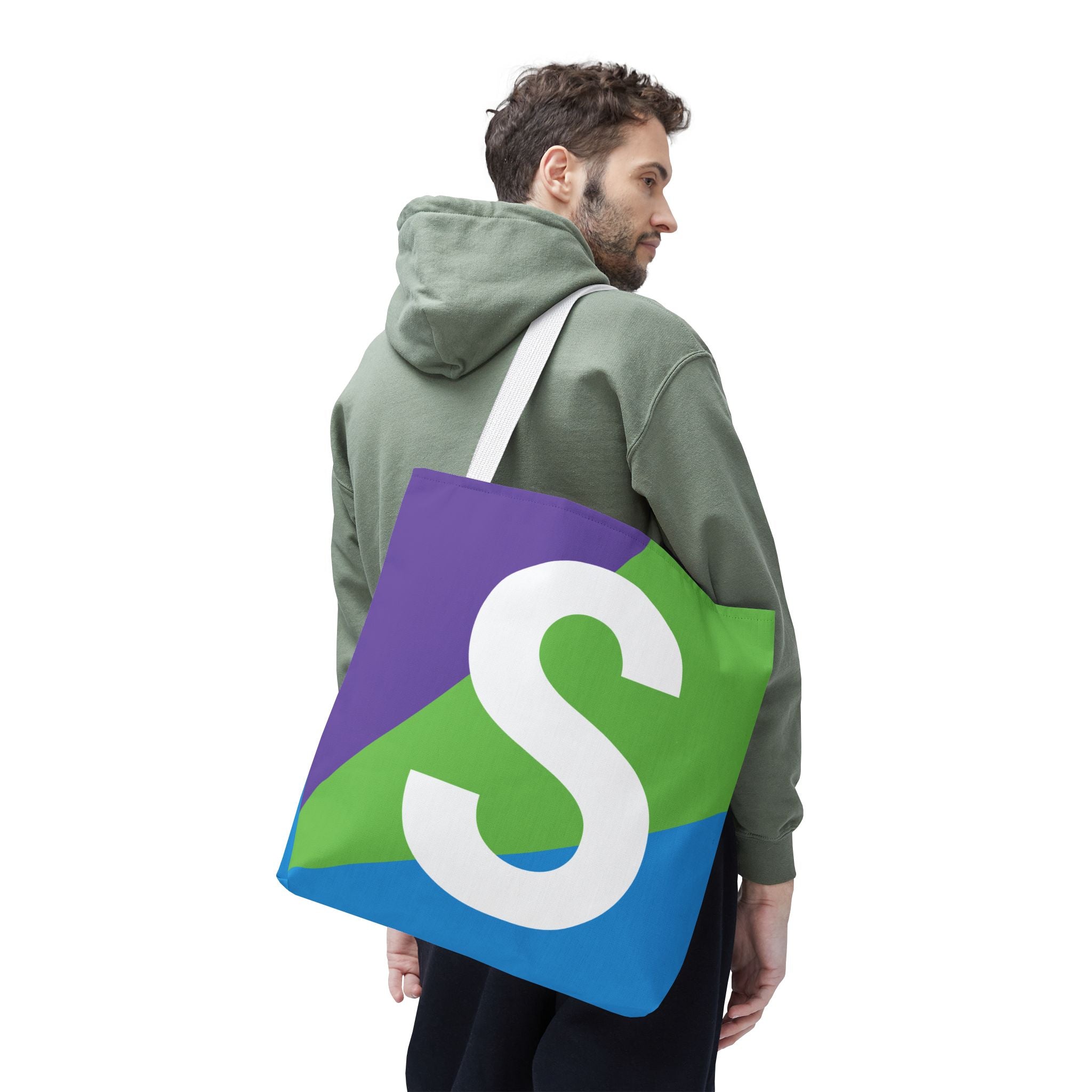 Monogram 'S' Colorblock Tote Bag — Personalized Initial S Shoulder Tote
