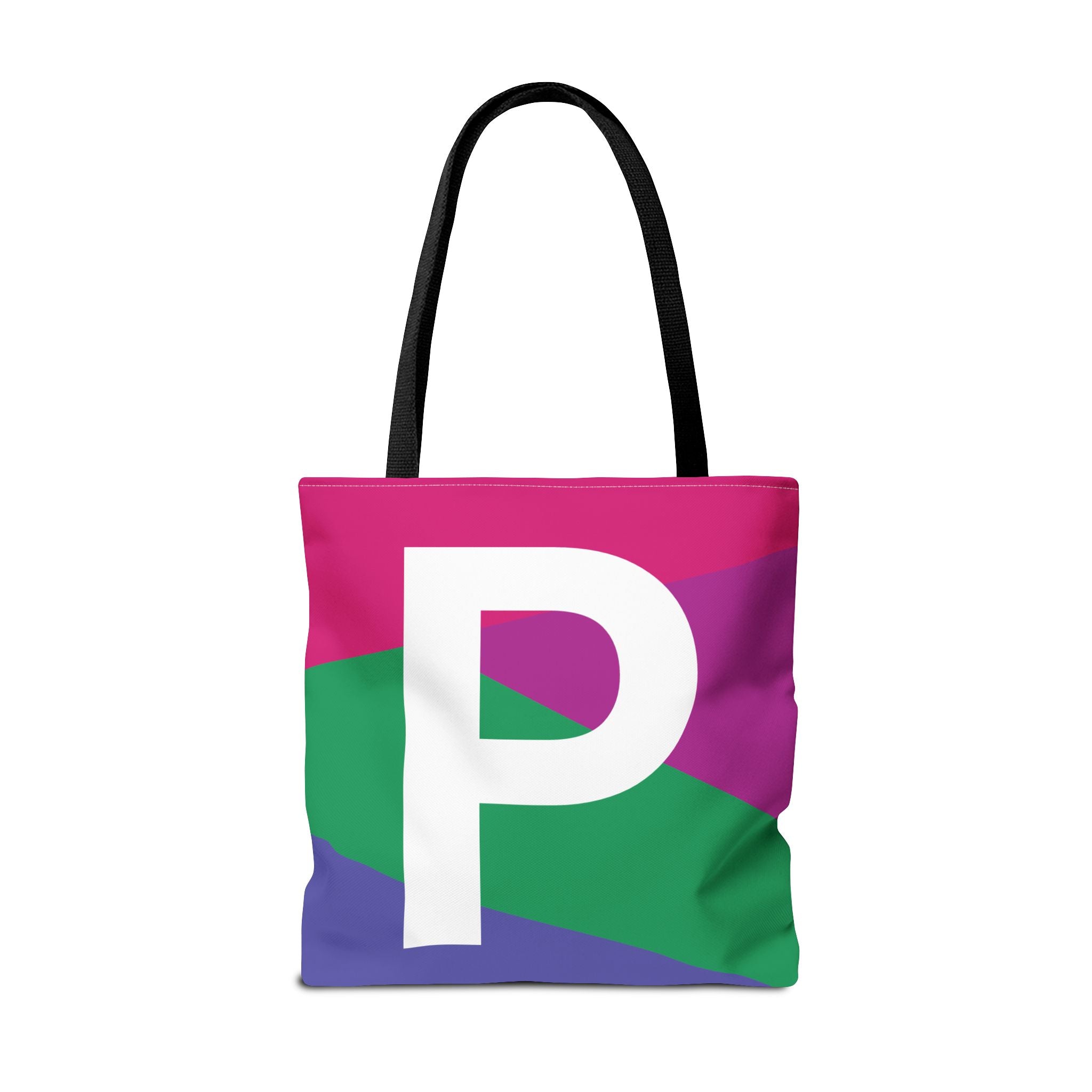 Monogram 'P' Colorblock Tote Bag — Personalized Initial P Shoulder Tote