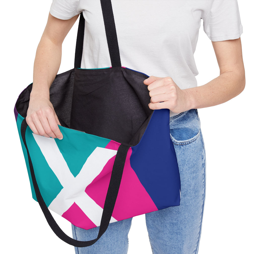 Personalized 'X' Colorblock Tote Bag — Monogram Weekender Tote