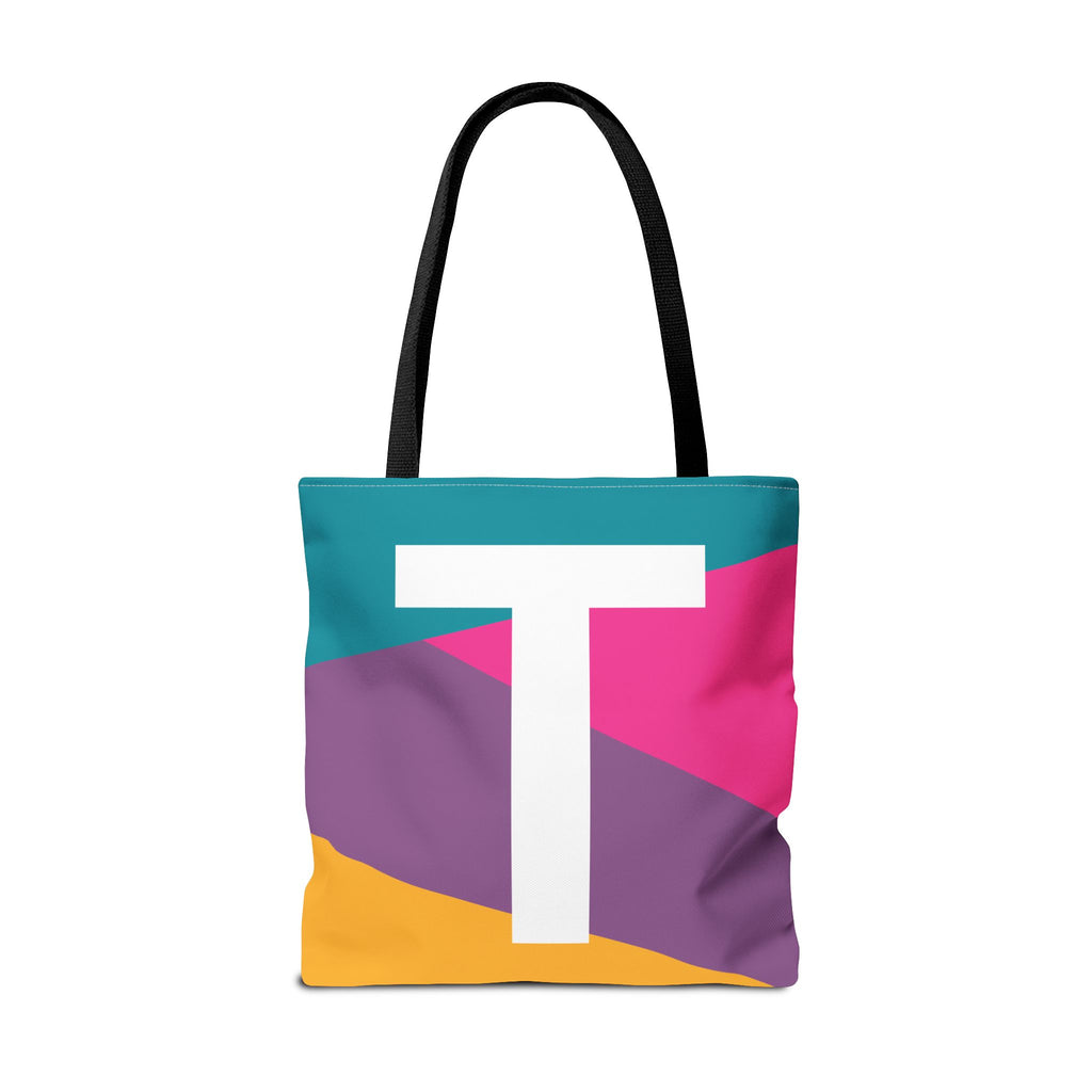 Monogram 'T' Colorblock Tote Bag — Personalized Initial T Shoulder Tote