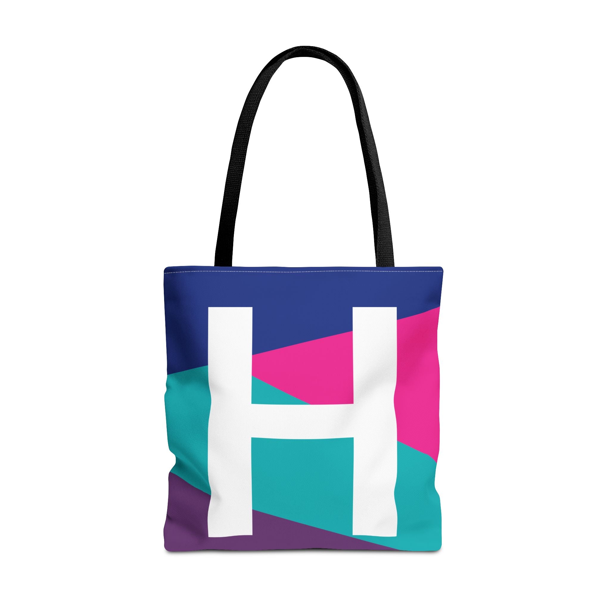 Monogram 'H' Colorblock Tote Bag — Personalized Initial H Shoulder Tote