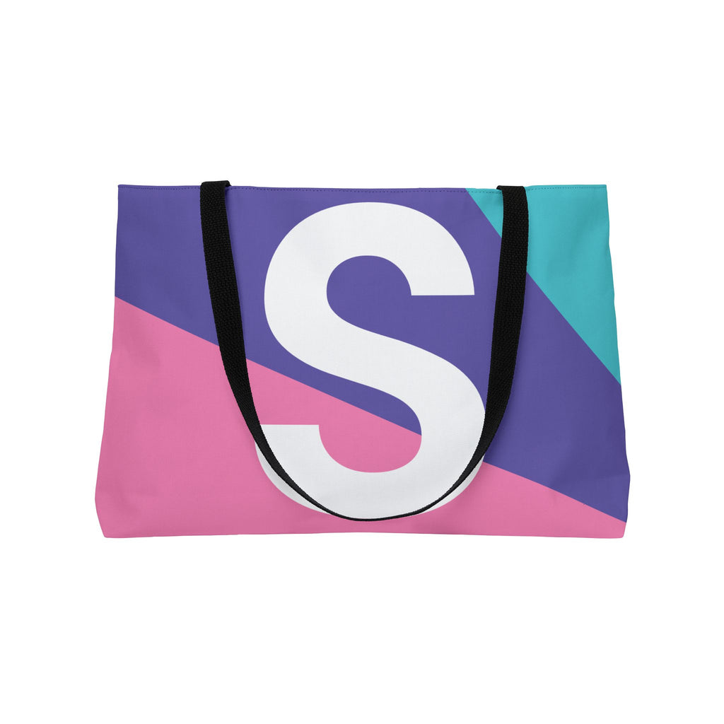 Personalized 'S' Colorblock Tote Bag — Monogram Weekender Tote