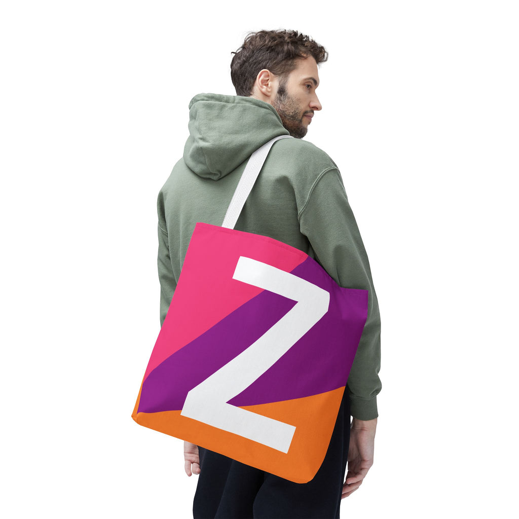 Monogram 'Z' Colorblock Tote Bag — Personalized Initial Z Shoulder Tote