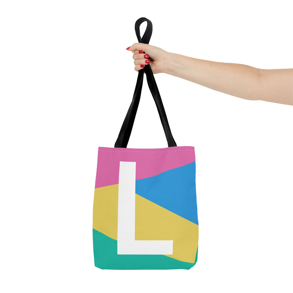Monogram 'L' Colorblock Tote Bag — Personalized Initial L Shoulder Tote