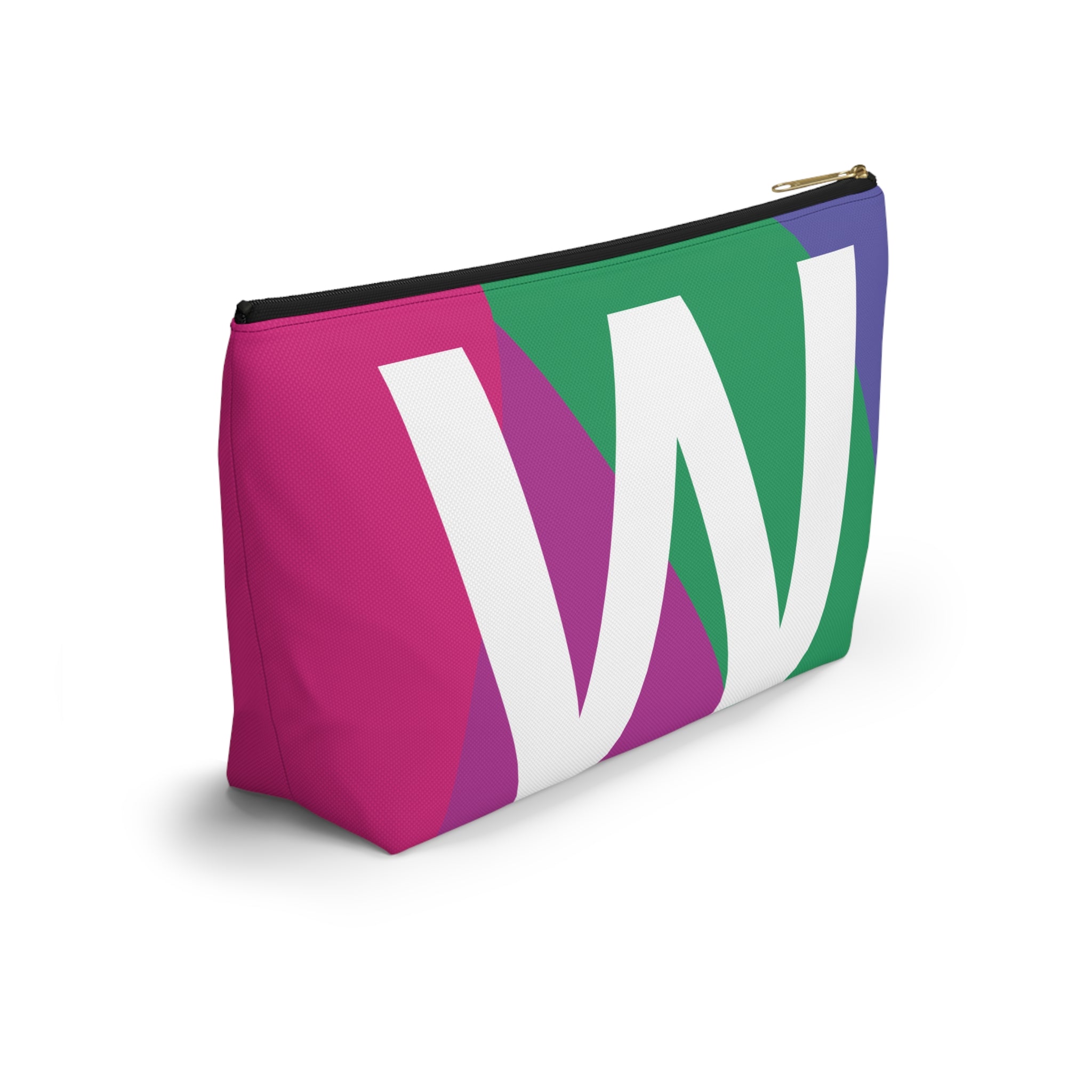 Initials Colorblock Accessory Pouch — Monogram W T-Bottom Cosmetic Bag