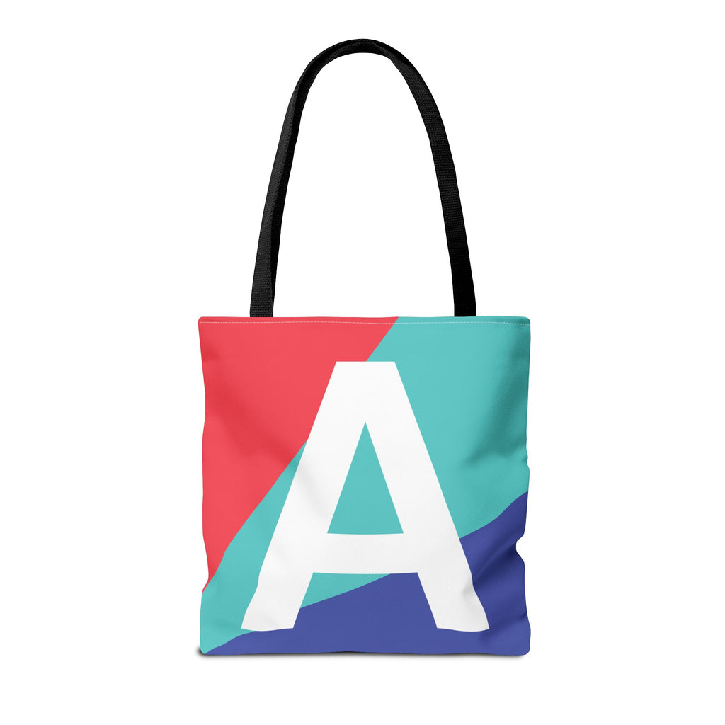 Monogram 'A' Colorblock Tote Bag — Personalized Initial A Shoulder Tote