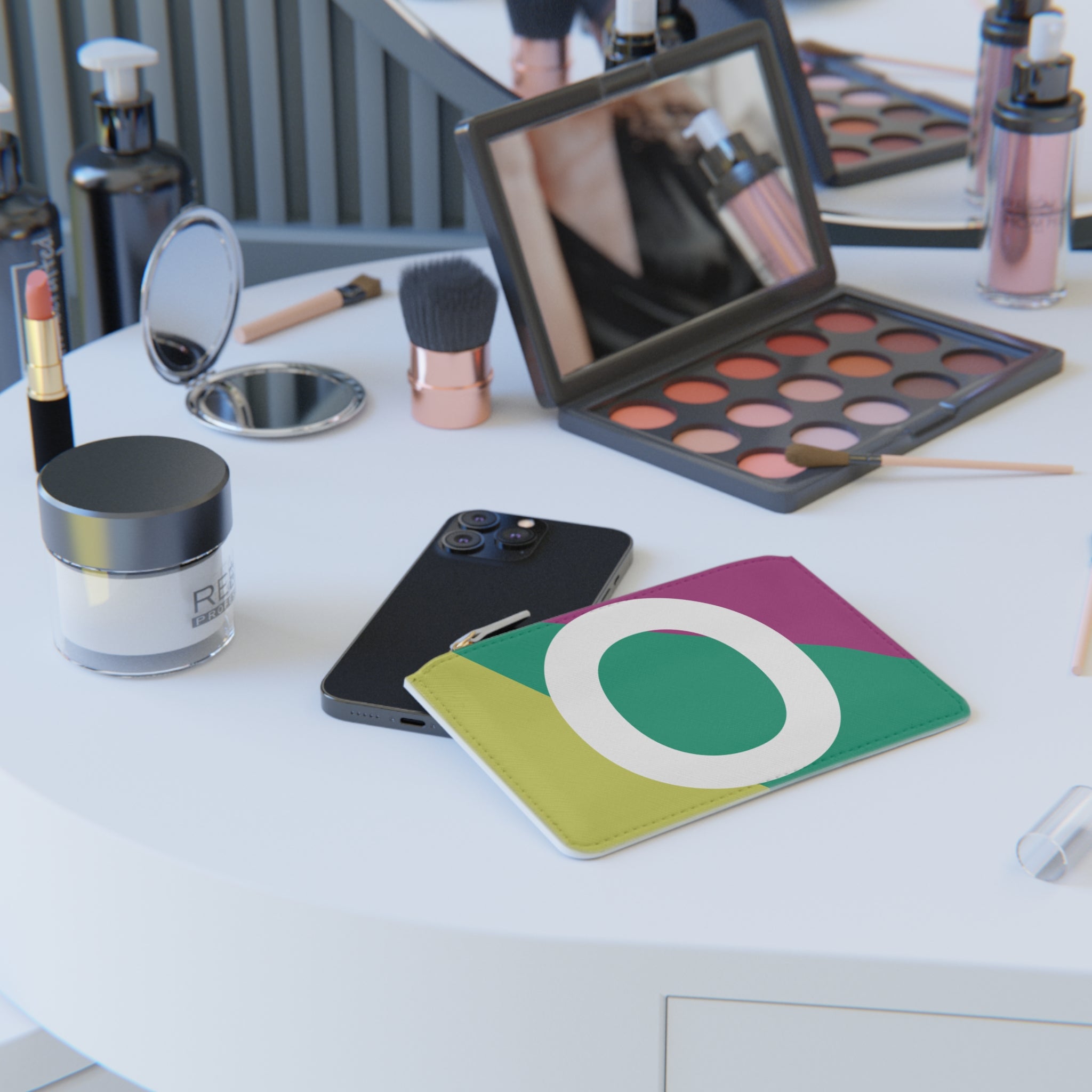 Initial O Mini Clutch — Colorblock Monogram Wristlet Wallet