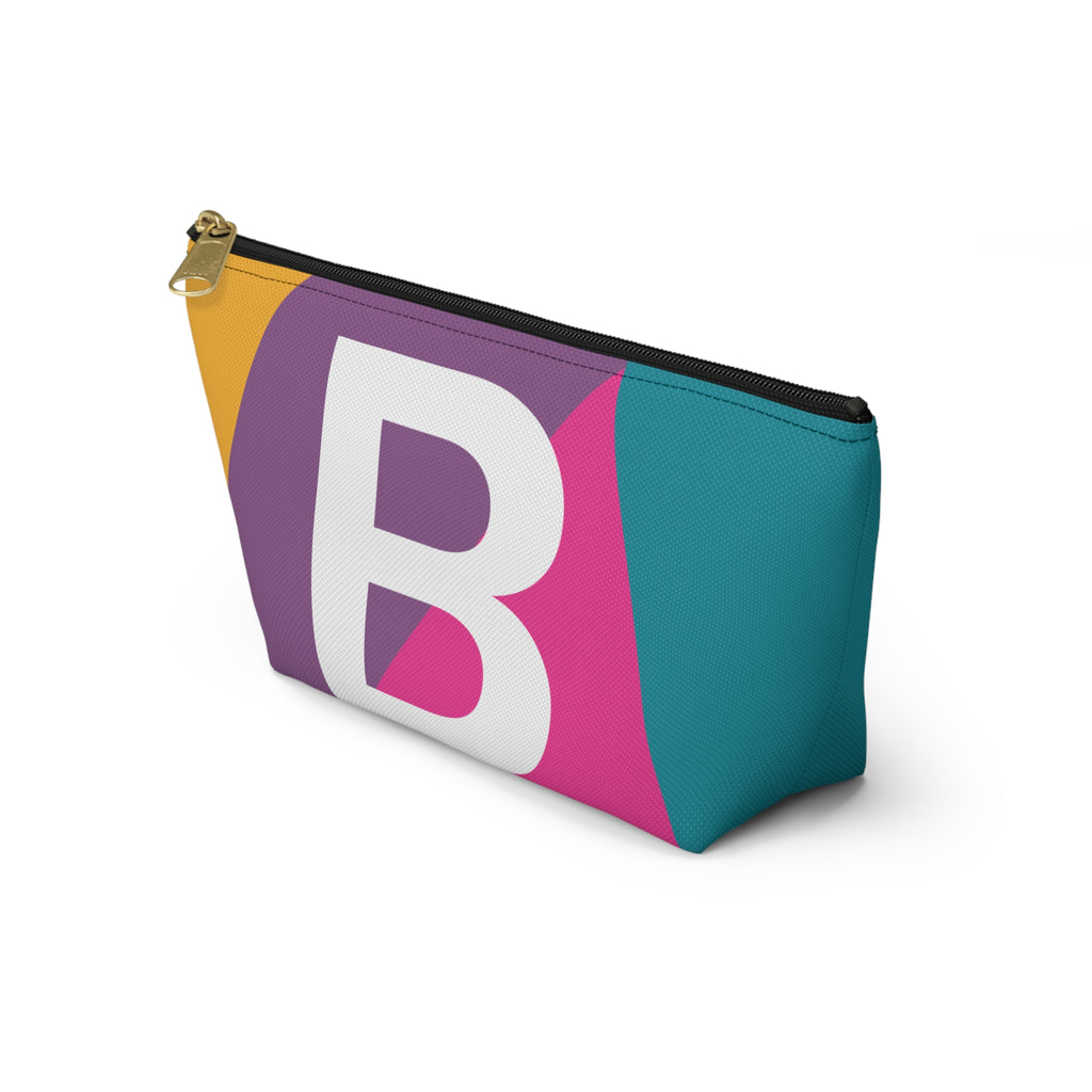 Initials Colorblock Accessory Pouch — Monogram B T-Bottom Cosmetic Bag