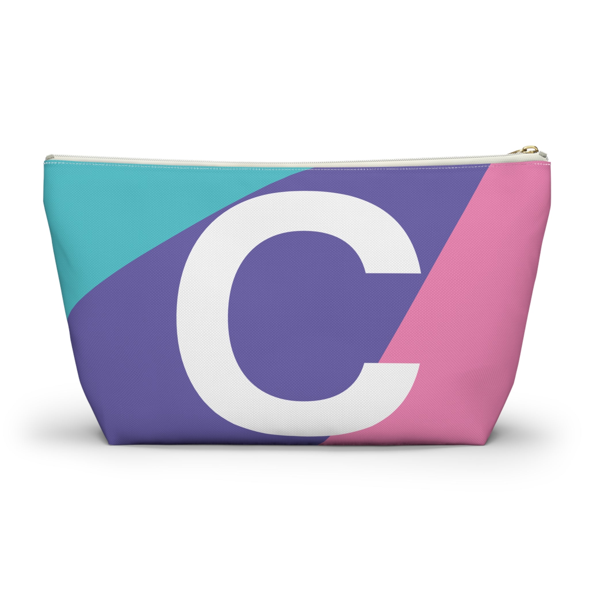 Initials Colorblock Accessory Pouch — Monogram C T-Bottom Cosmetic Bag