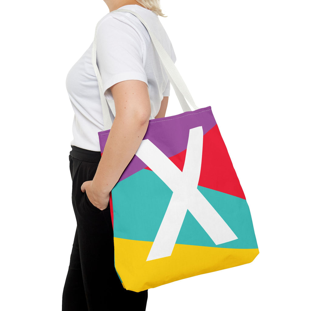Monogram 'X' Colorblock Tote Bag — Personalized Initial X Shoulder Tote