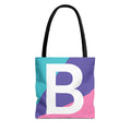 Monogram 'B' Colorblock Tote Bag — Personalized Initial B Shoulder Tote