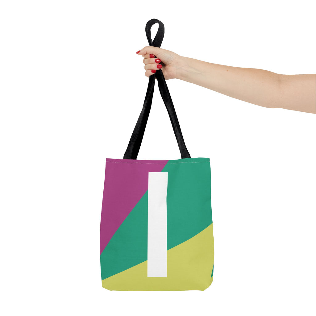 Monogram 'I' Colorblock Tote Bag — Personalized Initial I Shoulder Tote