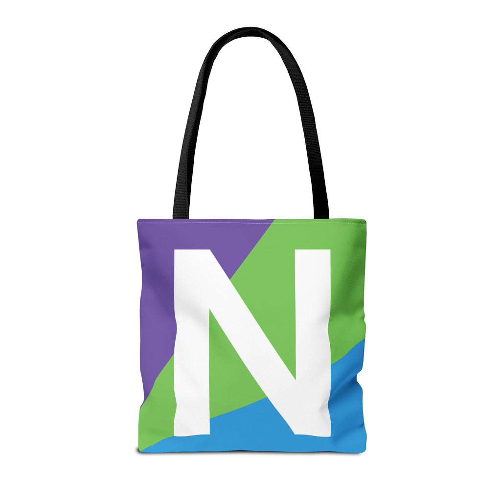 Monogram 'N' Colorblock Tote Bag — Personalized Initial N Shoulder Tote