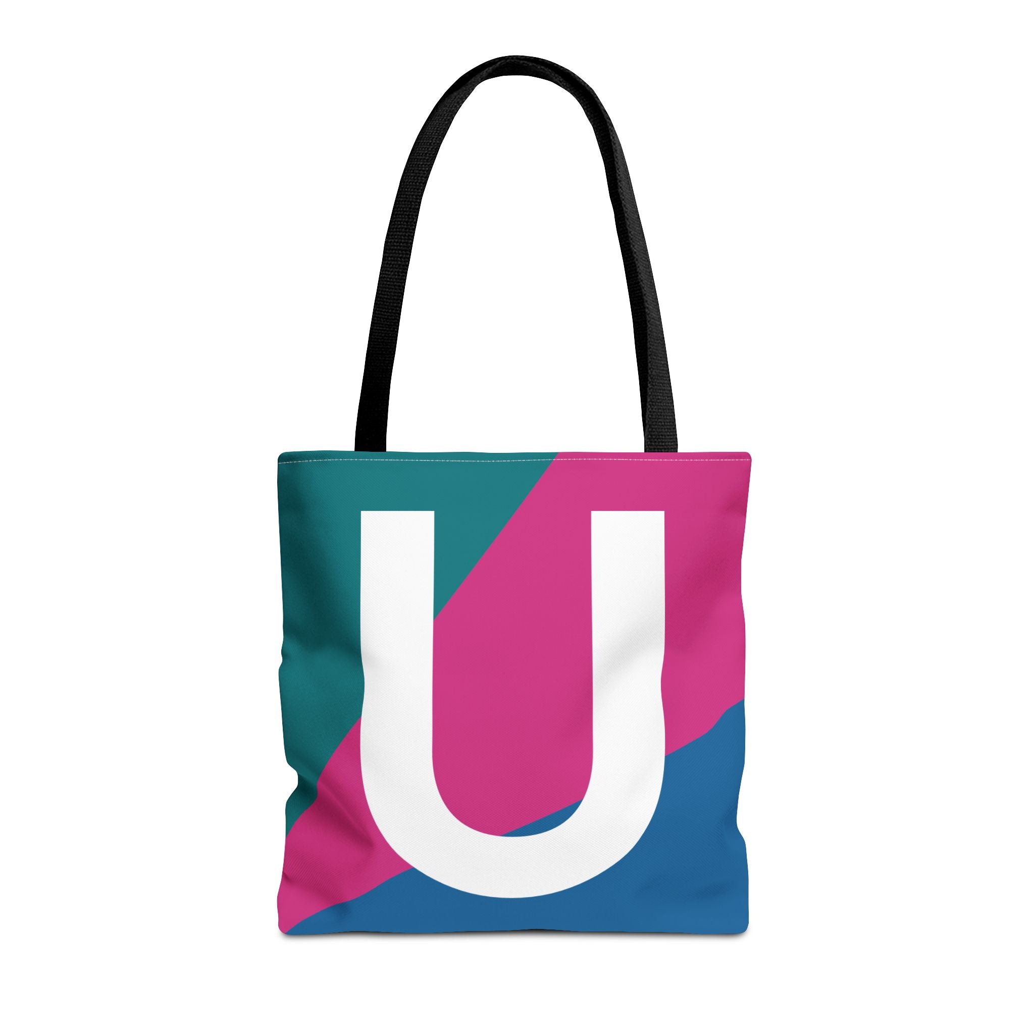 Monogram 'U' Colorblock Tote Bag — Personalized Initial U Shoulder Tote