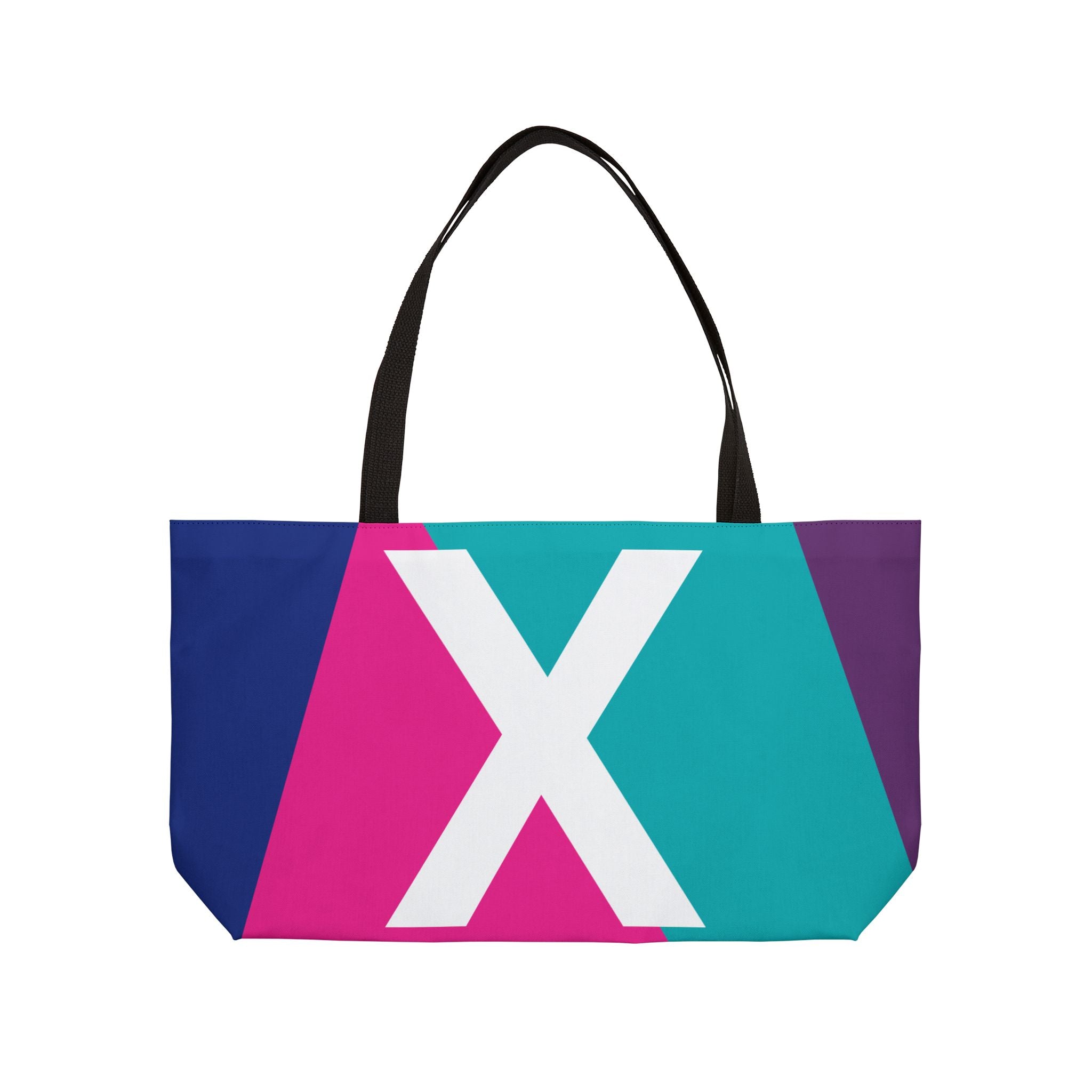 Personalized 'X' Colorblock Tote Bag — Monogram Weekender Tote