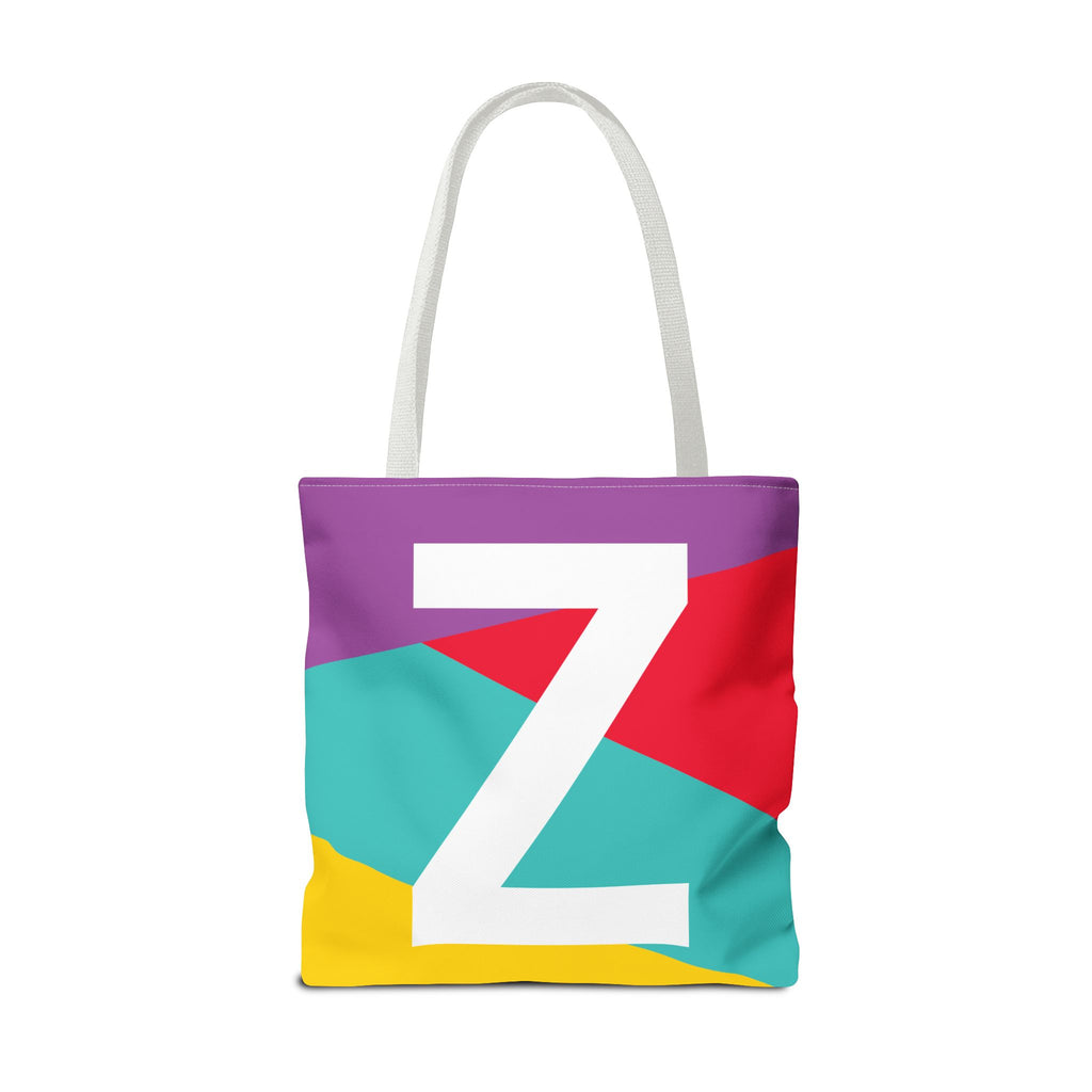 Monogram 'Z' Colorblock Tote Bag — Personalized Initial Z Shoulder Tote