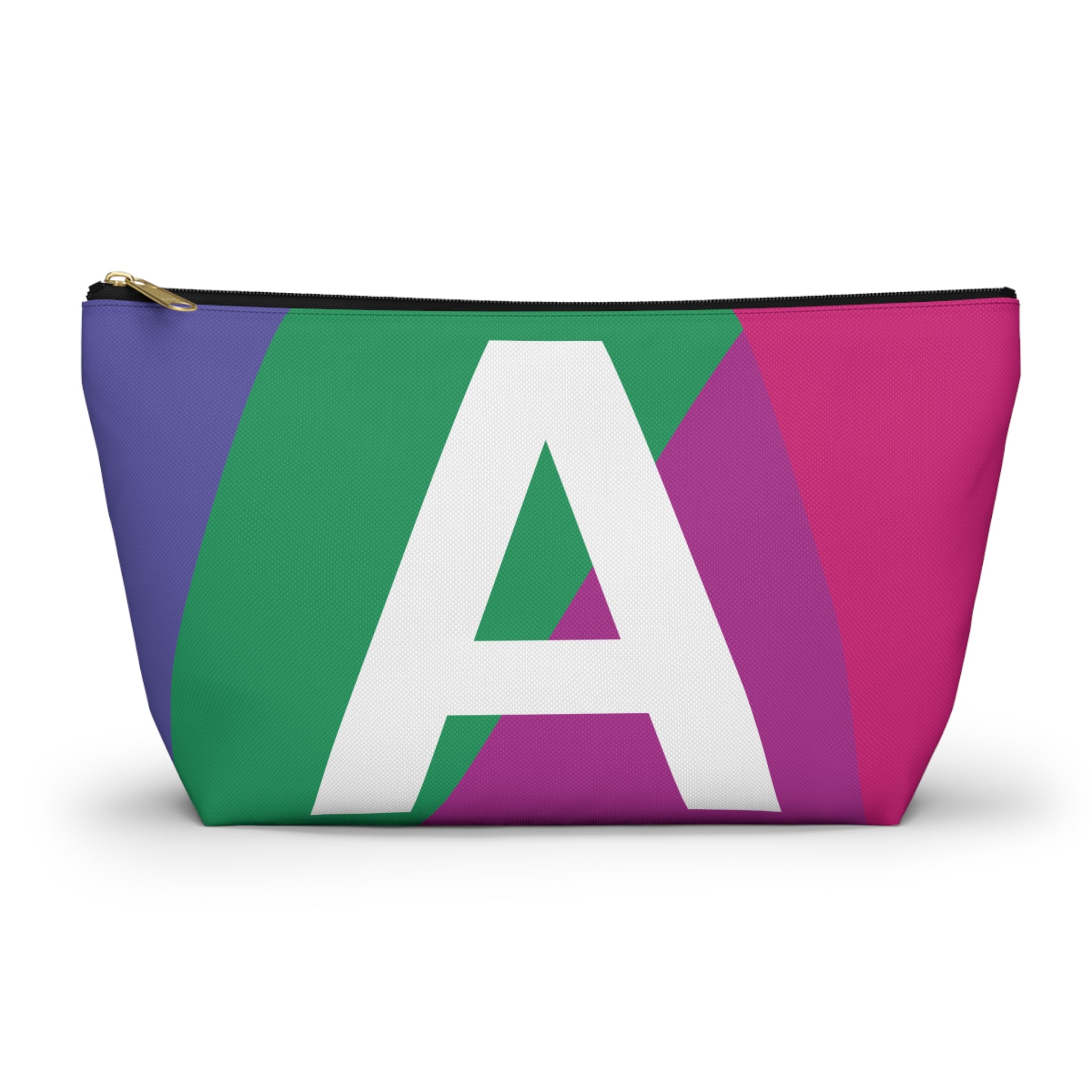Initials Colorblock Accessory Pouch — Monogram A T-Bottom Cosmetic Bag