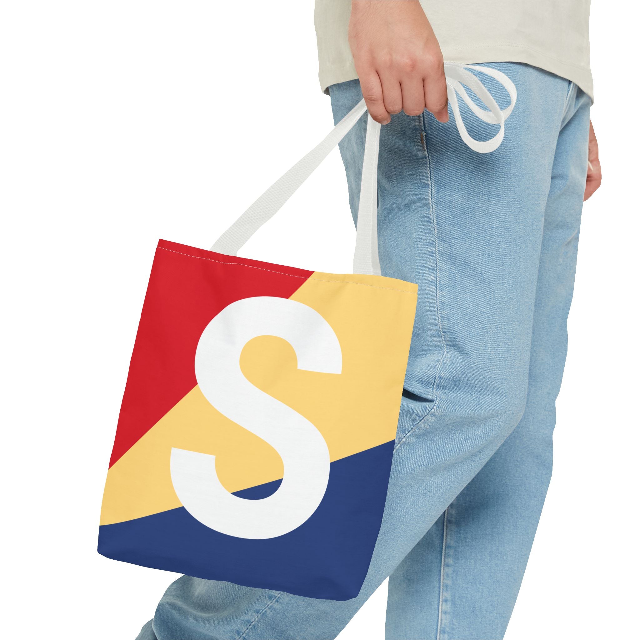 Monogram 'S' Colorblock Tote Bag — Personalized Initial S Shoulder Tote
