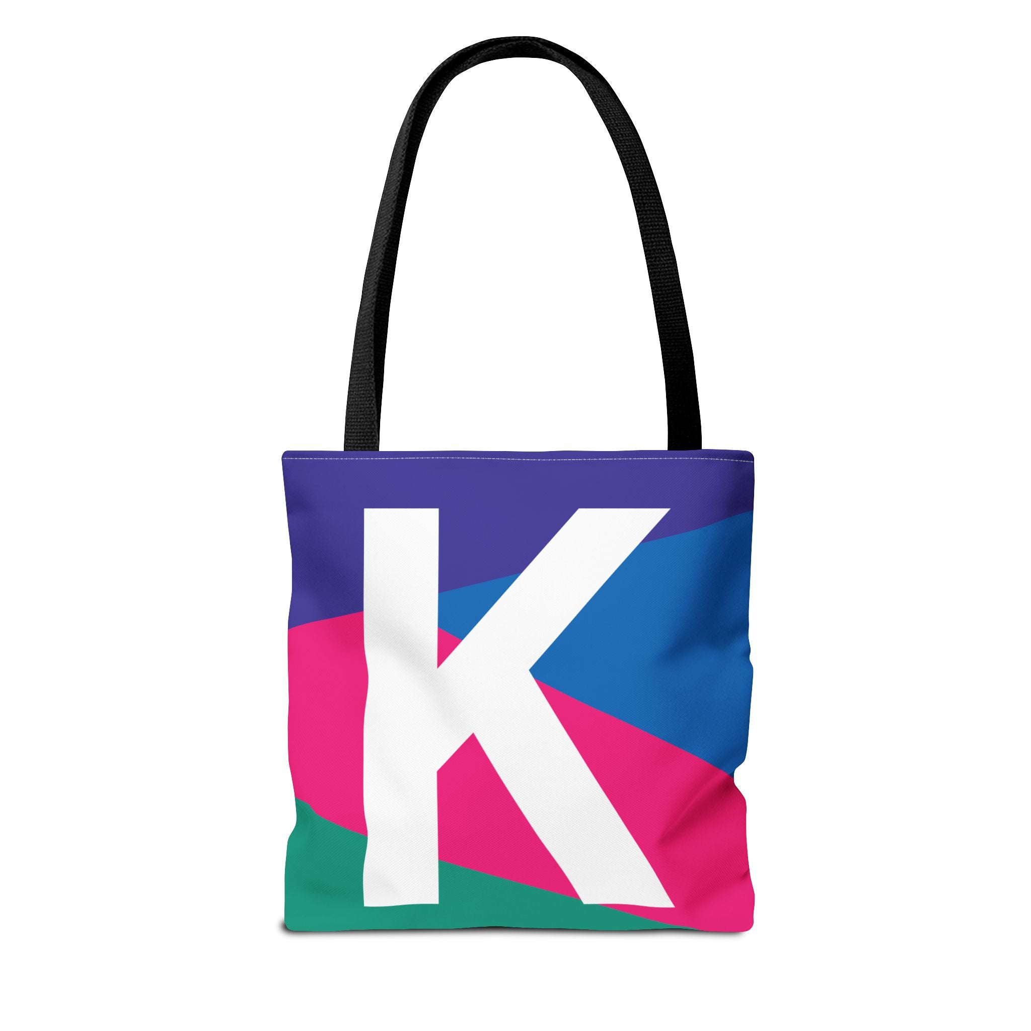 Monogram 'K' Colorblock Tote Bag — Personalized Initial K Shoulder Tote