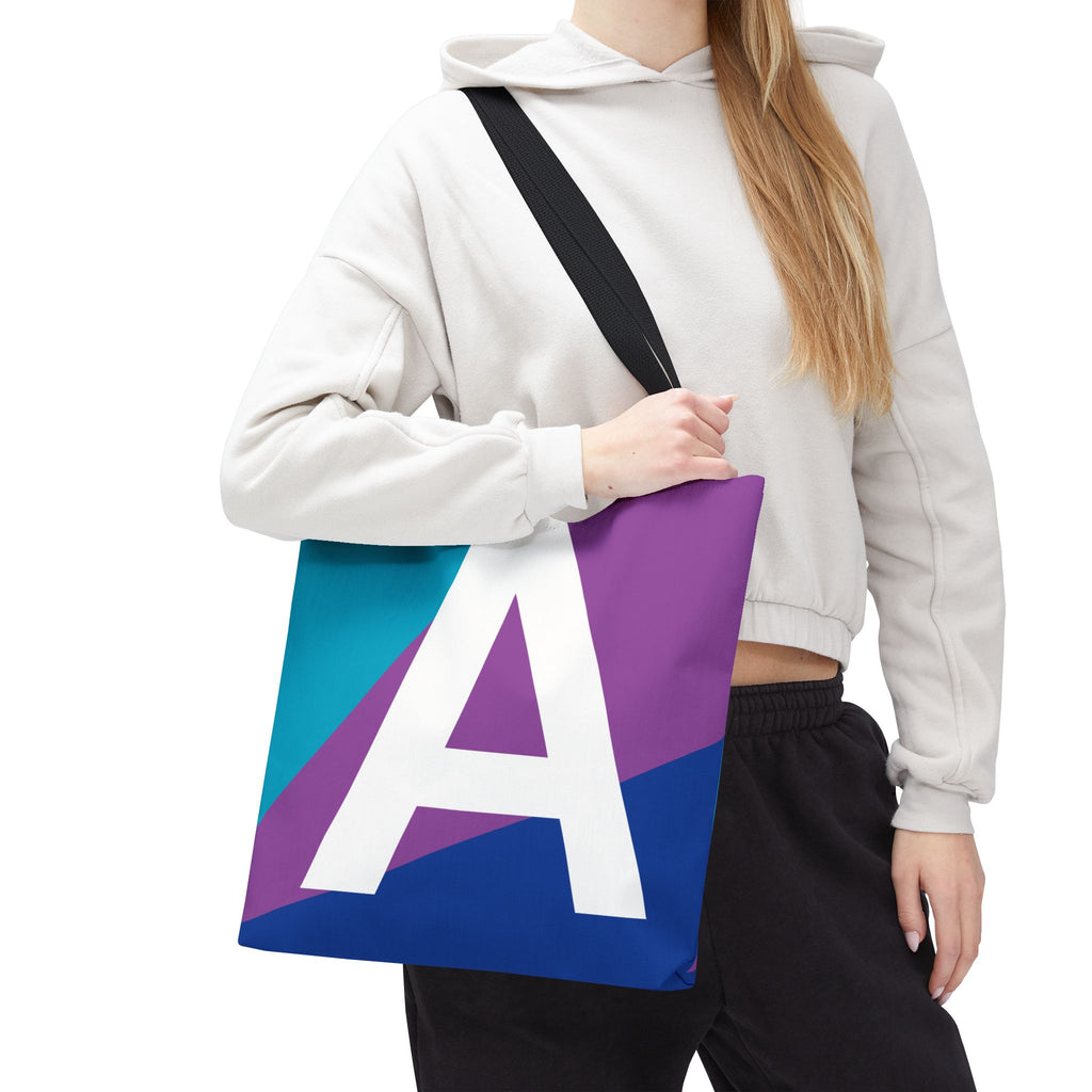 Monogram 'A' Colorblock Tote Bag — Personalized Initial A Shoulder Tote
