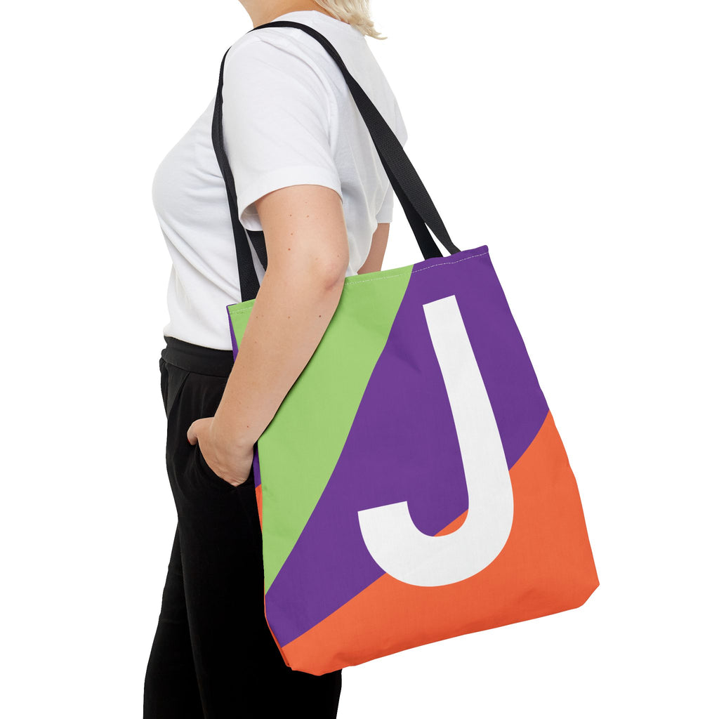 Monogram 'J' Colorblock Tote Bag — Personalized Initial J Shoulder Tote