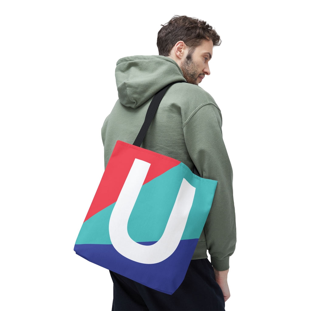 Monogram 'U' Colorblock Tote Bag — Personalized Initial U Shoulder Tote