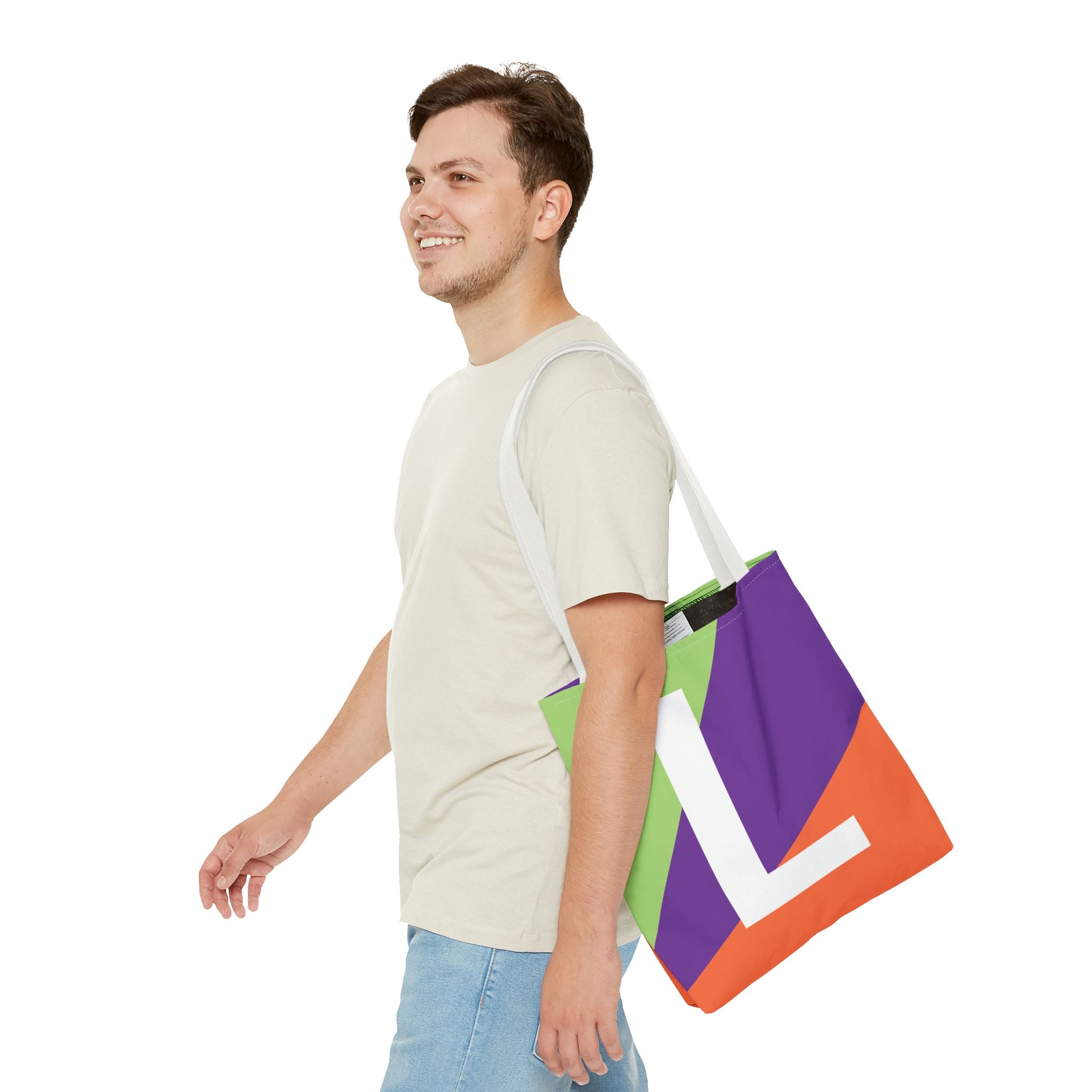 Monogram 'L' Colorblock Tote Bag — Personalized Initial L Shoulder Tote