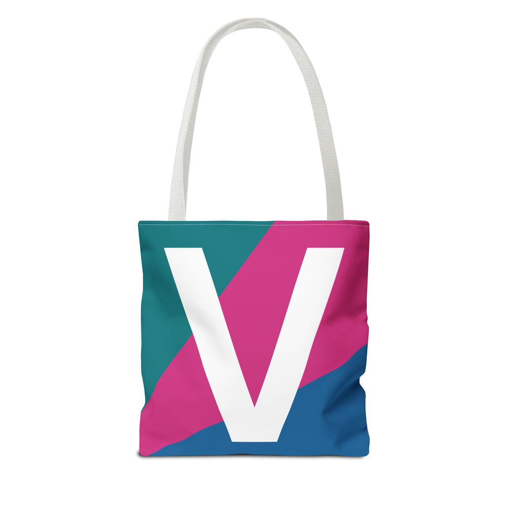 Monogram 'V' Colorblock Tote Bag — Personalized Initial V Shoulder Tote