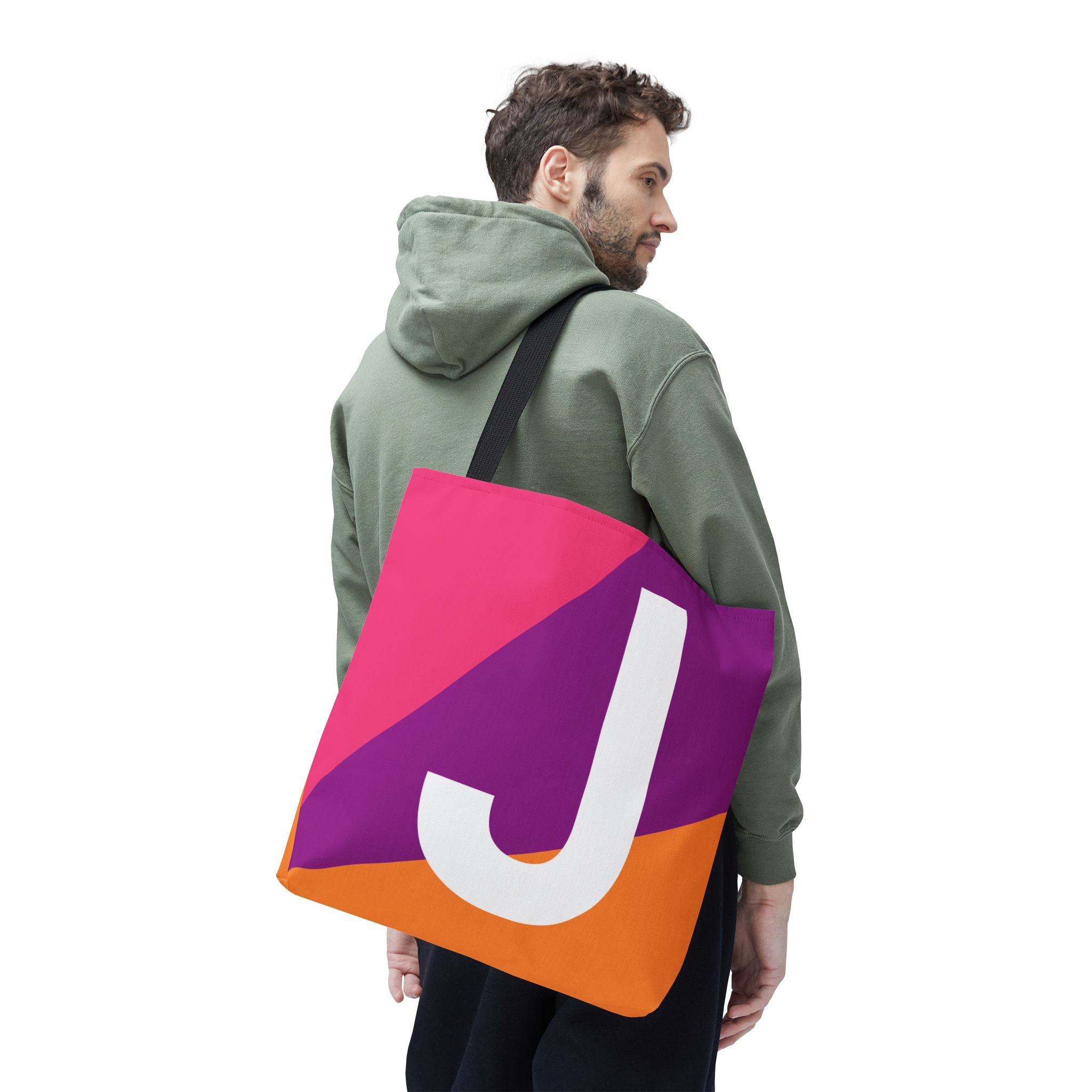 Monogram 'J' Colorblock Tote Bag — Personalized Initial J Shoulder Tote