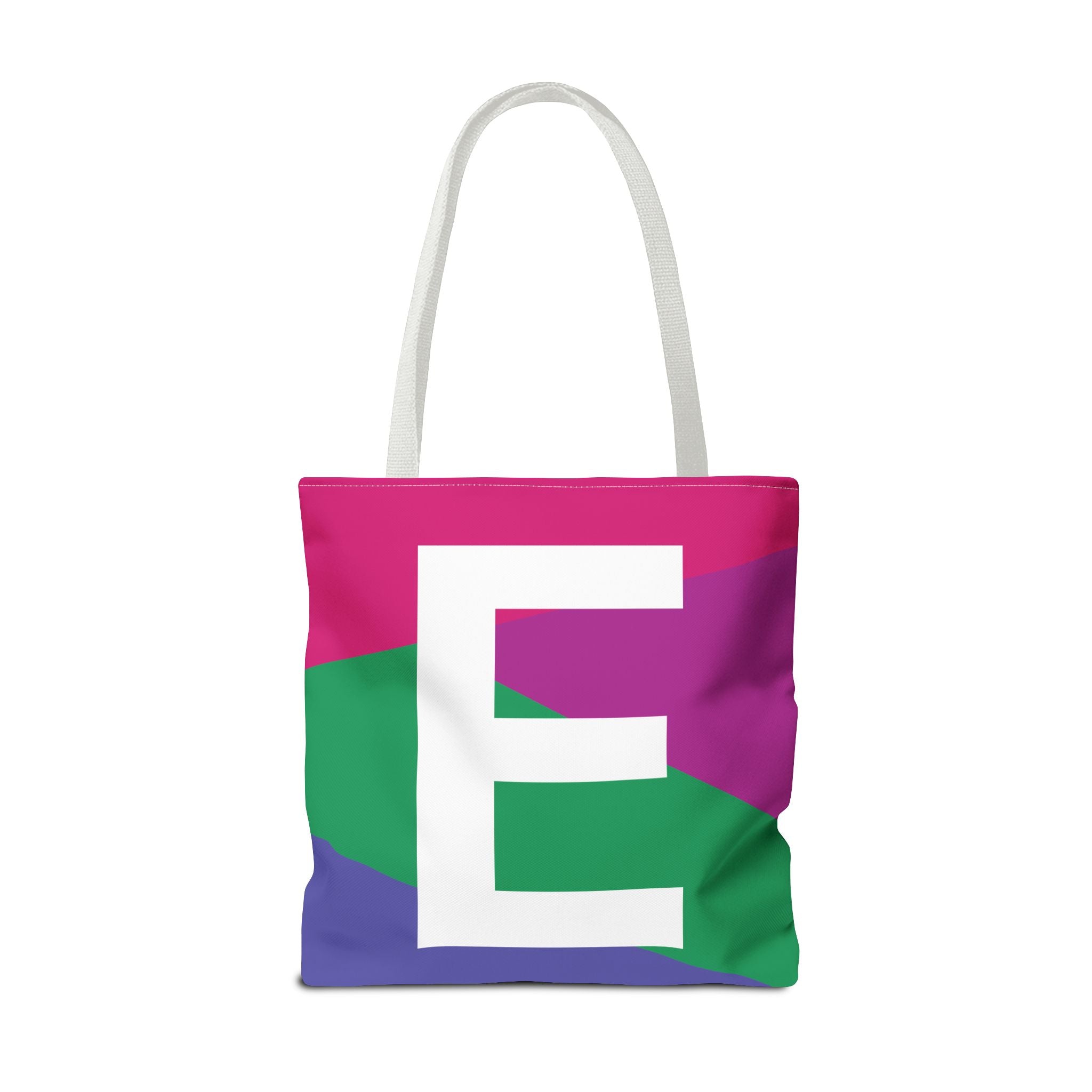 Monogram 'E' Colorblock Tote Bag — Personalized Initial E Shoulder Tote