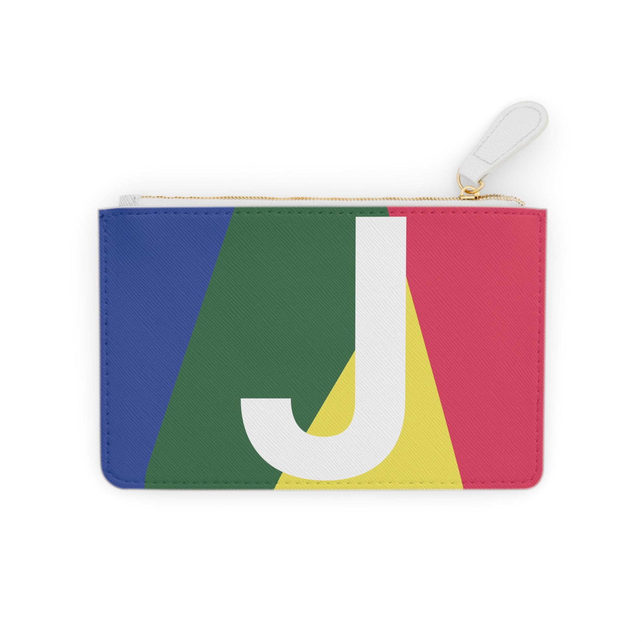 Initial J Mini Clutch — Colorblock Monogram Wristlet Wallet