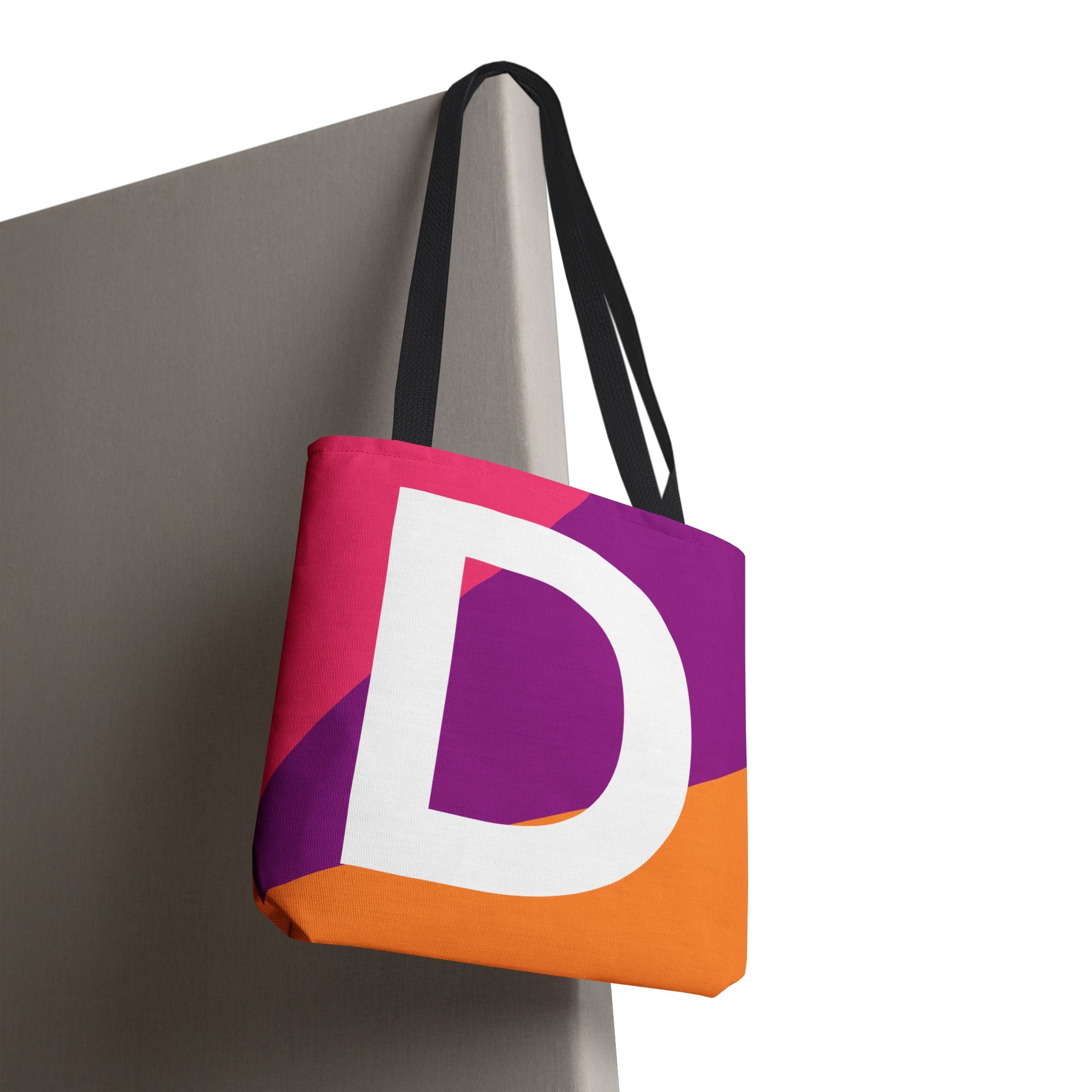Monogram 'D' Colorblock Tote Bag — Personalized Initial D Shoulder Tote