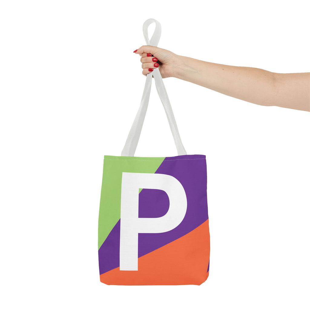Monogram 'P' Colorblock Tote Bag — Personalized Initial P Shoulder Tote