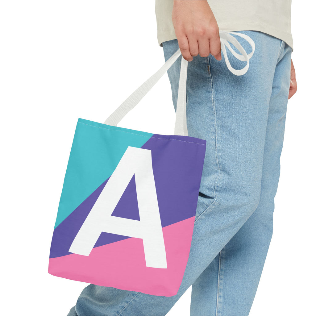 Monogram 'A' Colorblock Tote Bag — Personalized Initial A Shoulder Tote