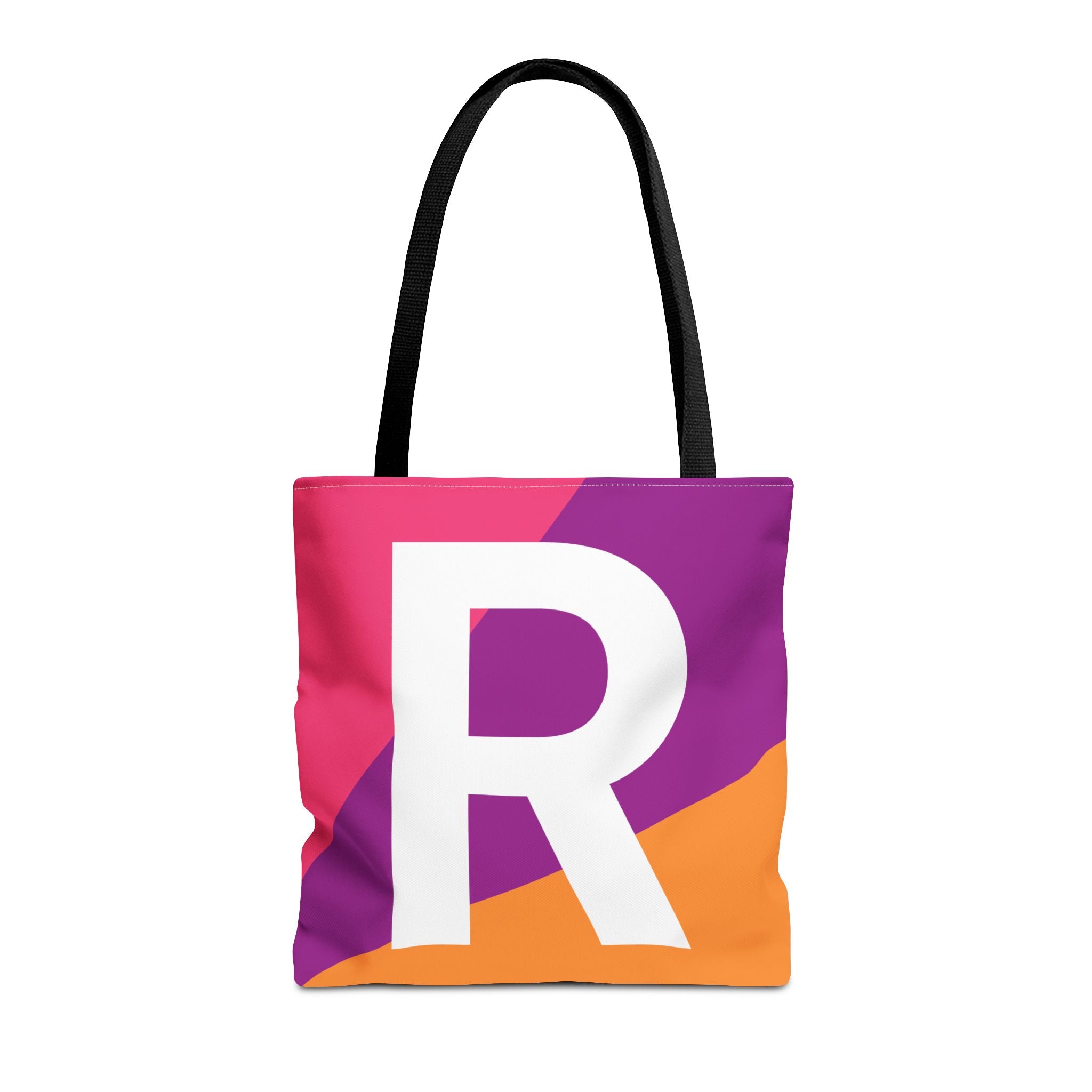 Monogram 'R' Colorblock Tote Bag — Personalized Initial R Shoulder Tote