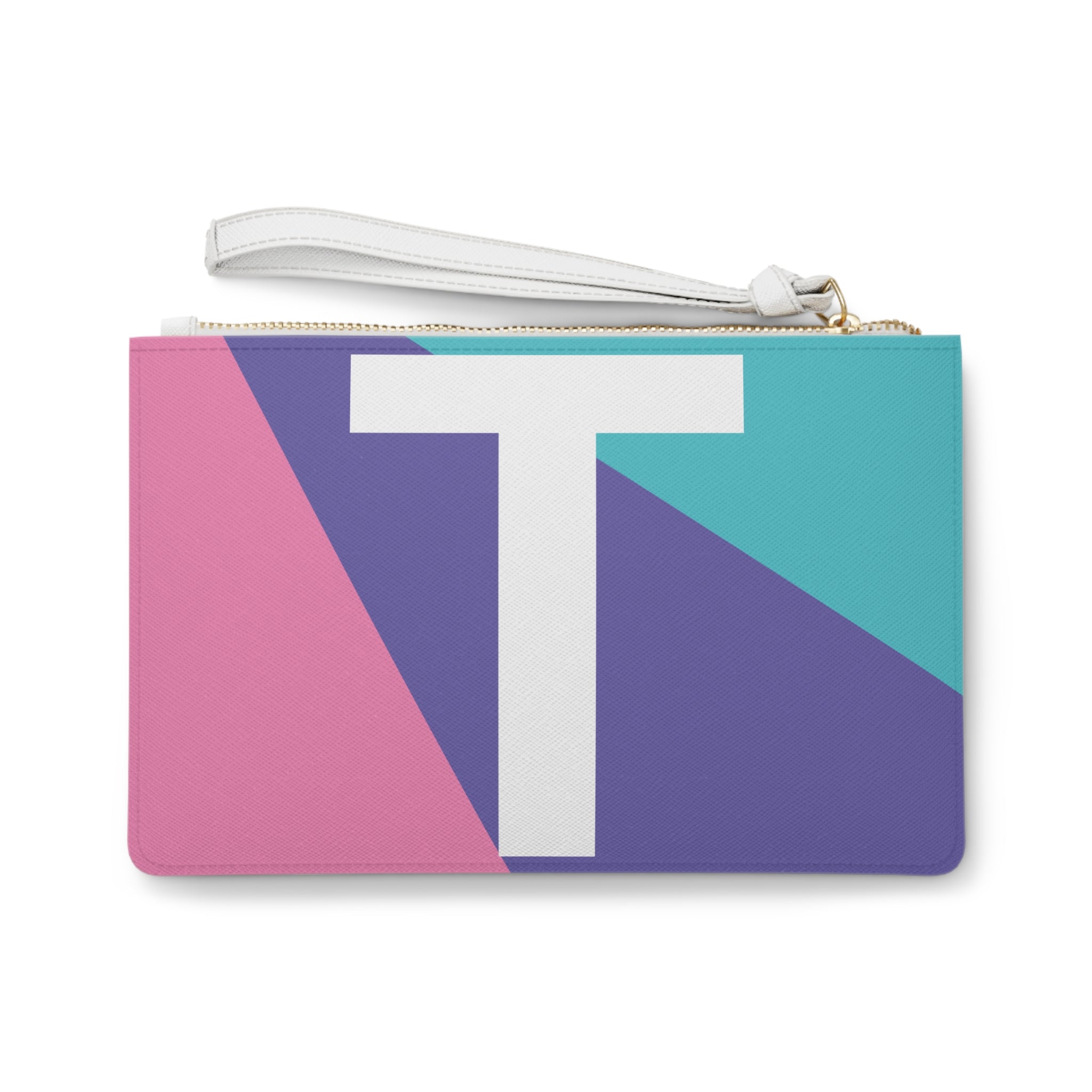 Monogram 'T' Colorblock Clutch Bag — Bold Geometric Wristlet for Everyday & Gifts