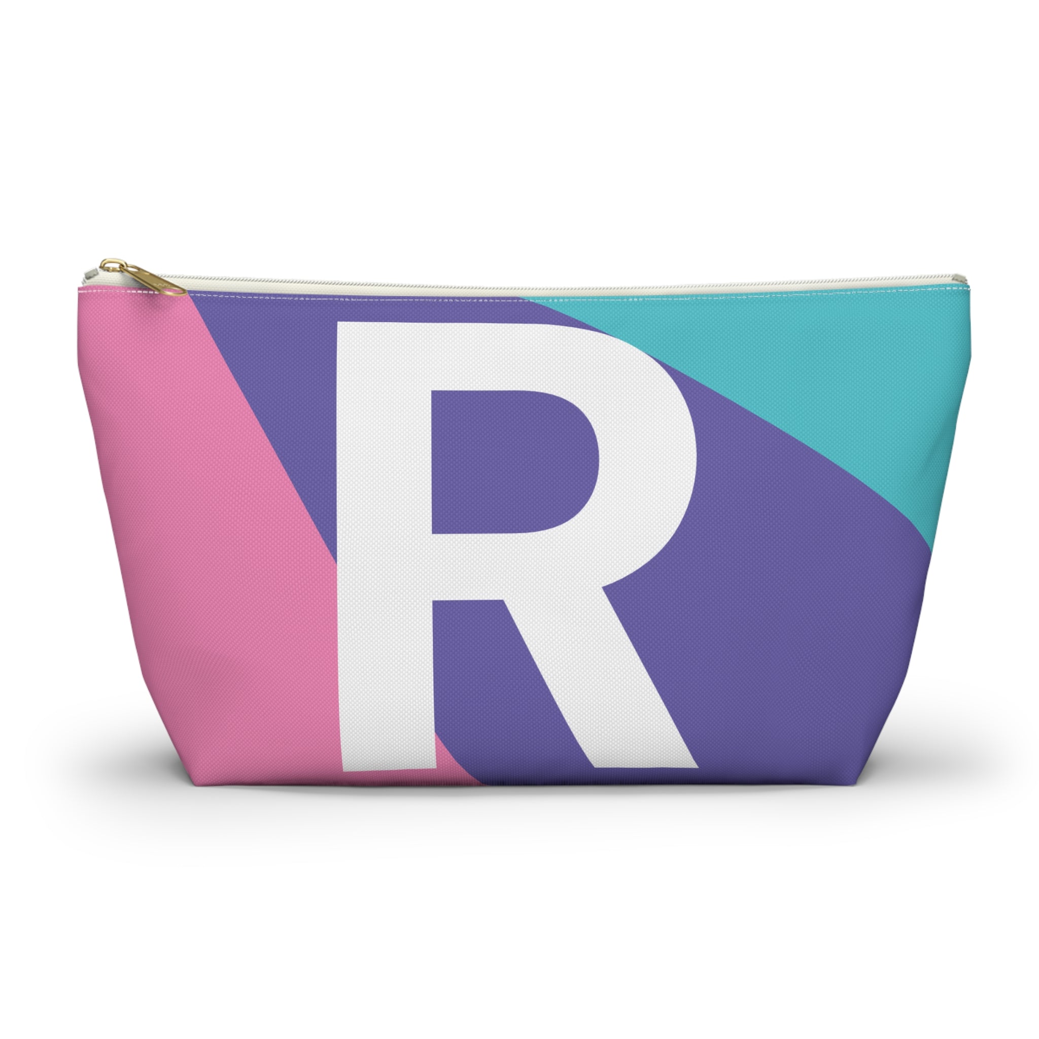 Initials Colorblock Accessory Pouch — Monogram R T-Bottom Cosmetic Bag