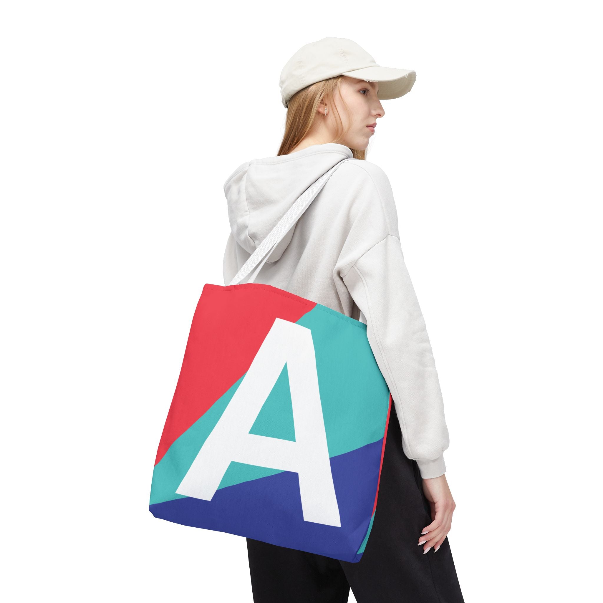 Monogram 'A' Colorblock Tote Bag — Personalized Initial A Shoulder Tote