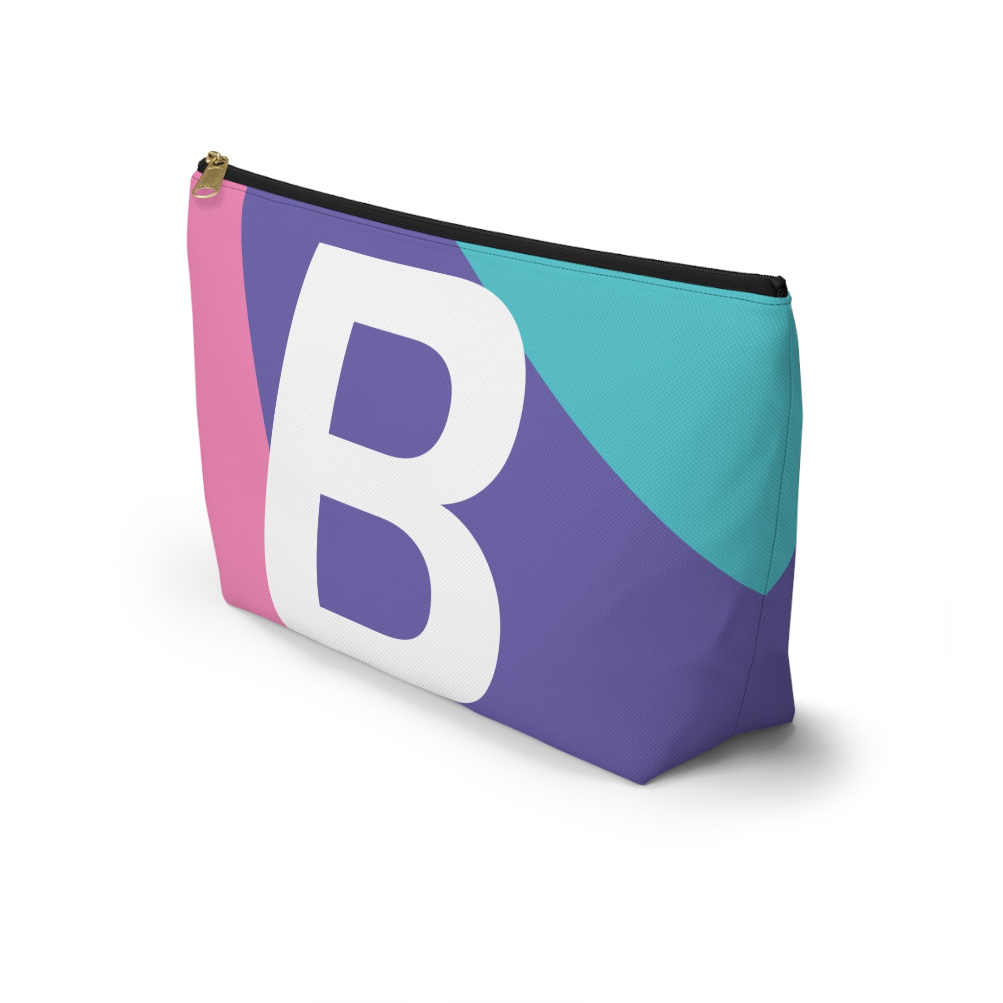 Initials Colorblock Accessory Pouch — Monogram B T-Bottom Cosmetic Bag