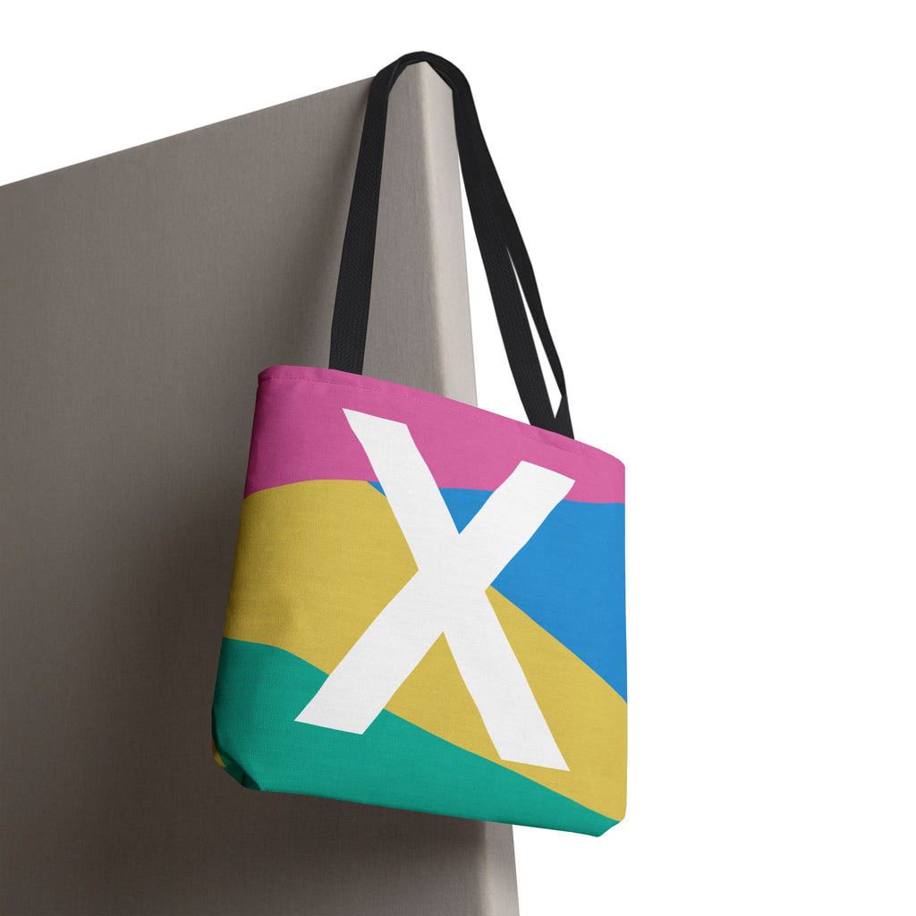 Monogram 'X' Colorblock Tote Bag — Personalized Initial X Shoulder Tote