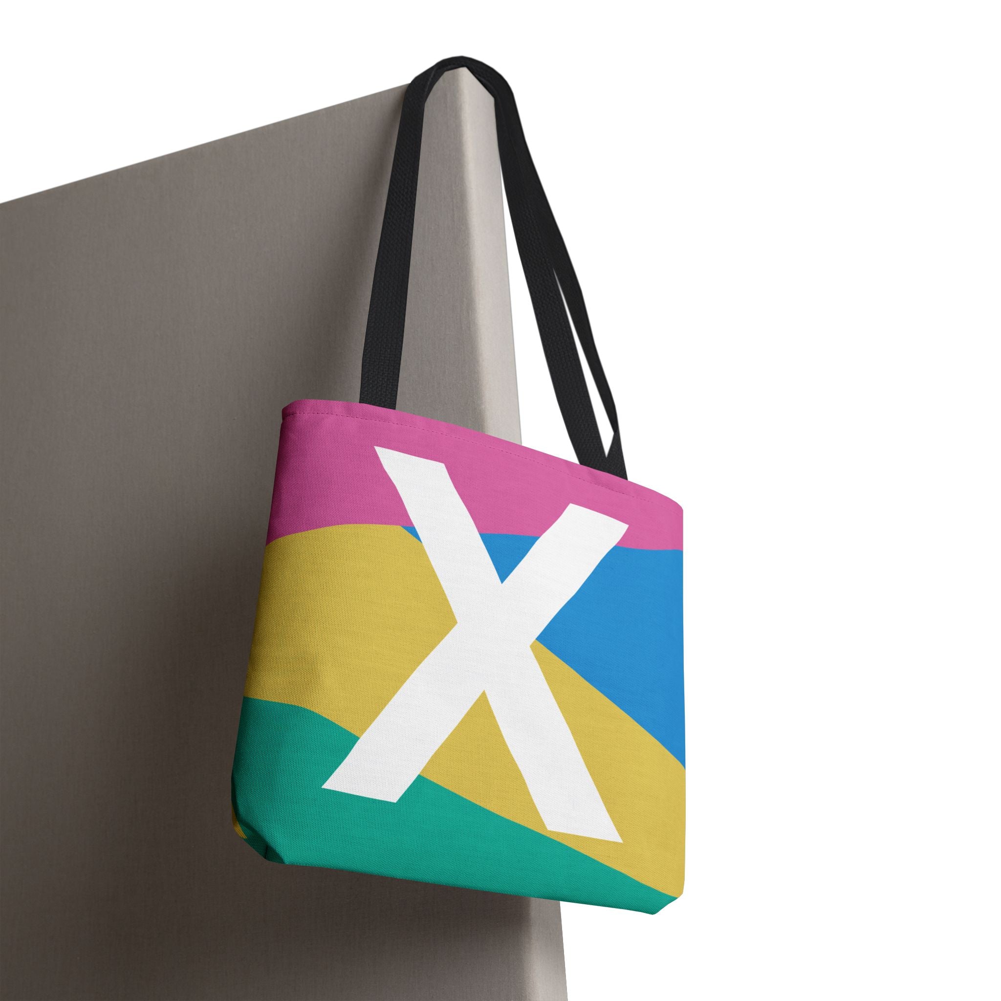 Monogram 'X' Colorblock Tote Bag — Personalized Initial X Shoulder Tote