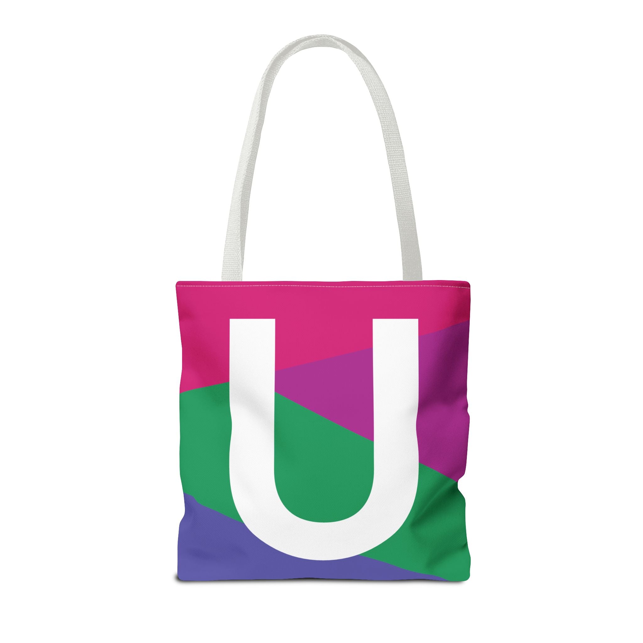 Monogram 'U' Colorblock Tote Bag — Personalized Initial U Shoulder Tote