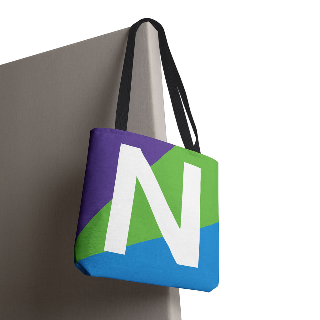 Monogram 'N' Colorblock Tote Bag — Personalized Initial N Shoulder Tote