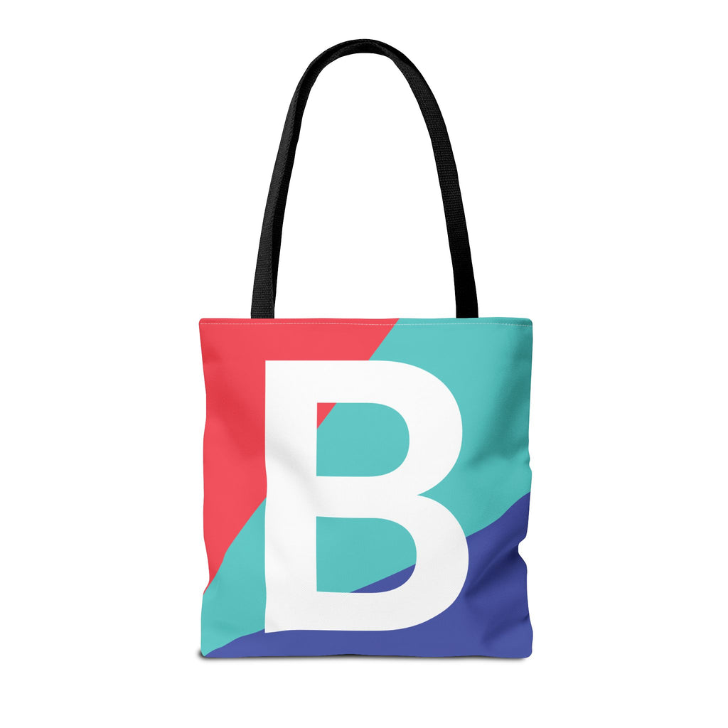 Monogram 'B' Colorblock Tote Bag — Personalized Initial B Shoulder Tote